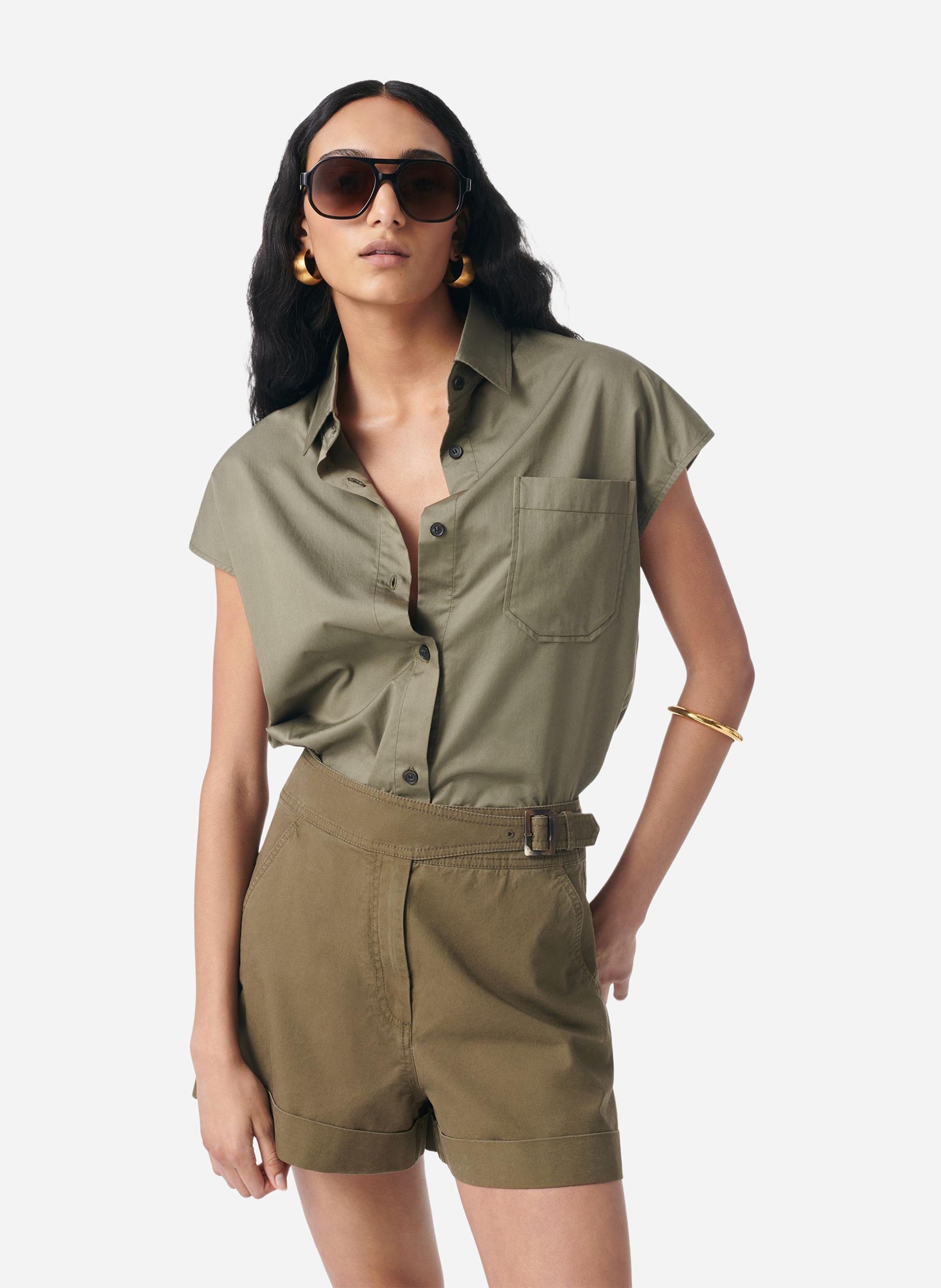 Chemise col classique manches contrastantes en coton VANESSA BRUNO Green