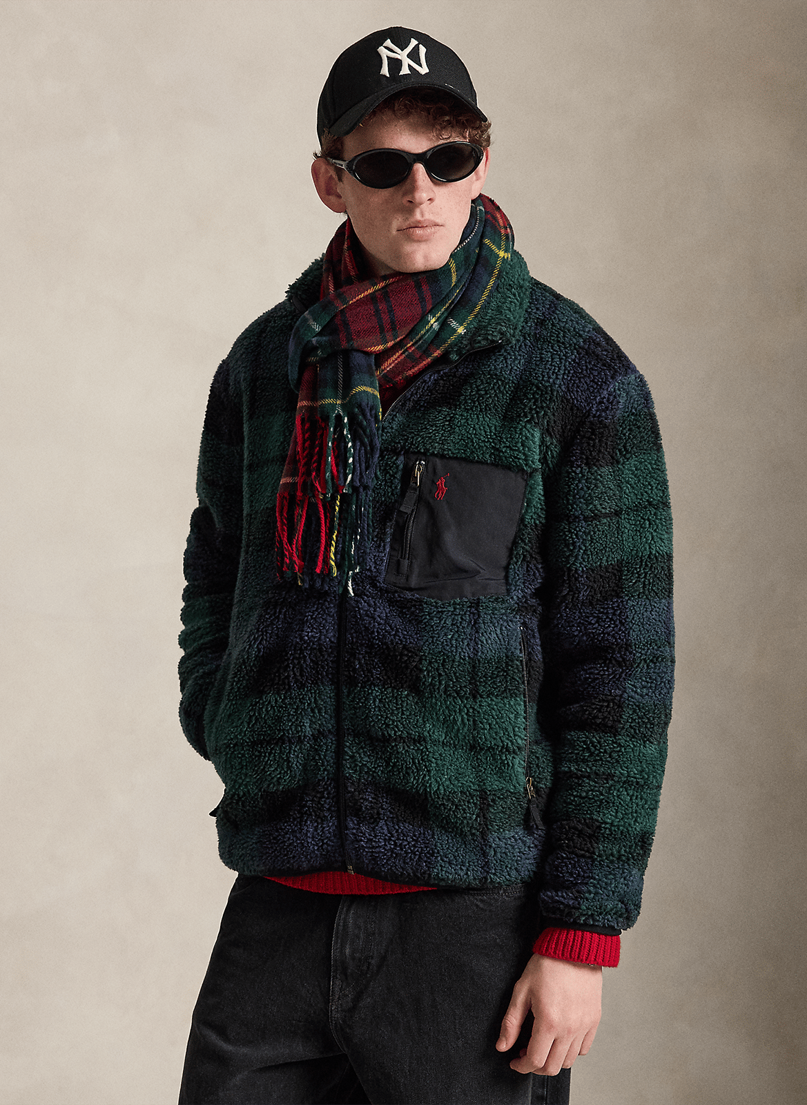 High-collar checked fleece POLO RALPH LAUREN Multicolored