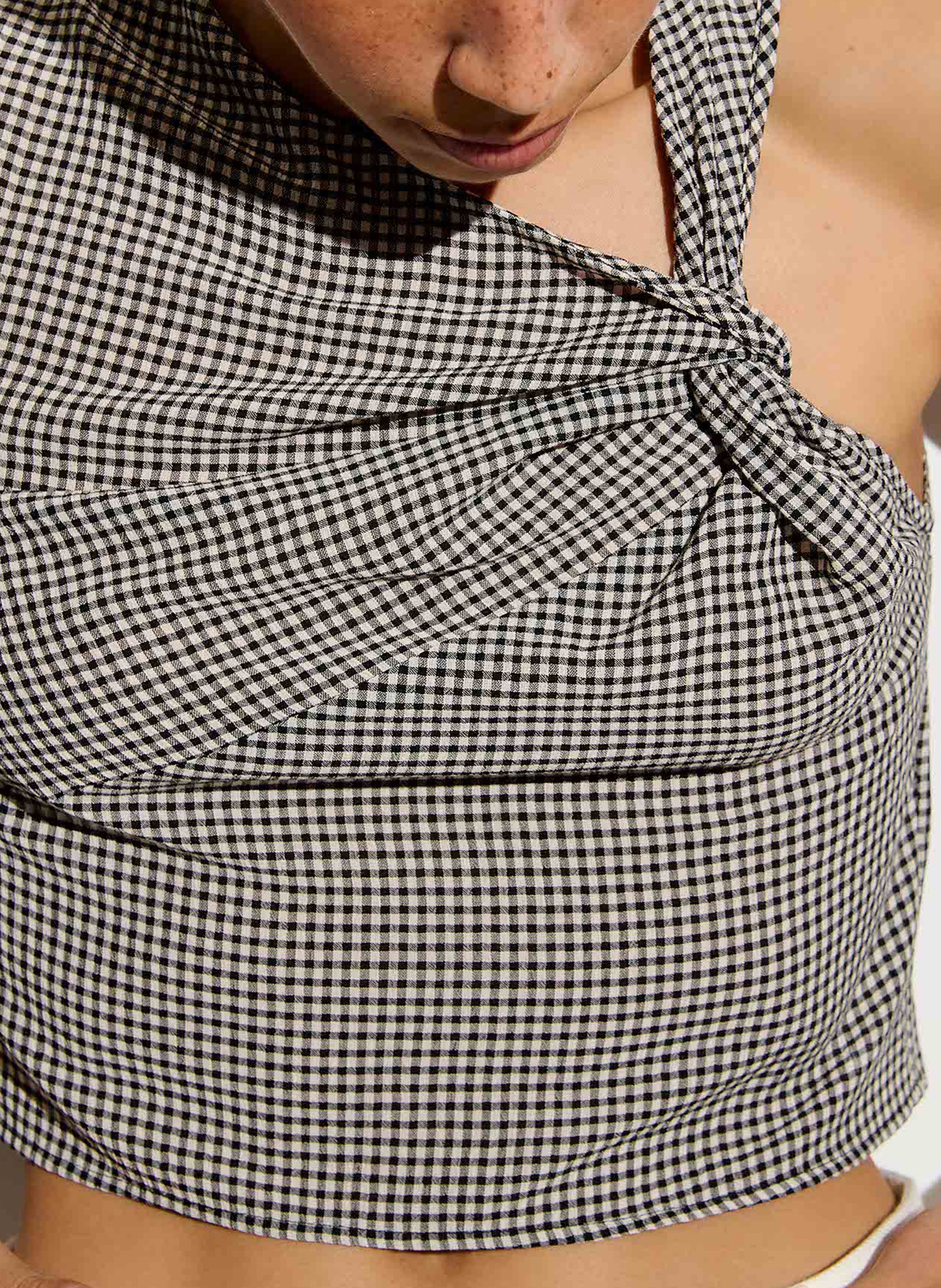 Oberteil mit asymmetrischem Kragen und Print SESSUN Grau