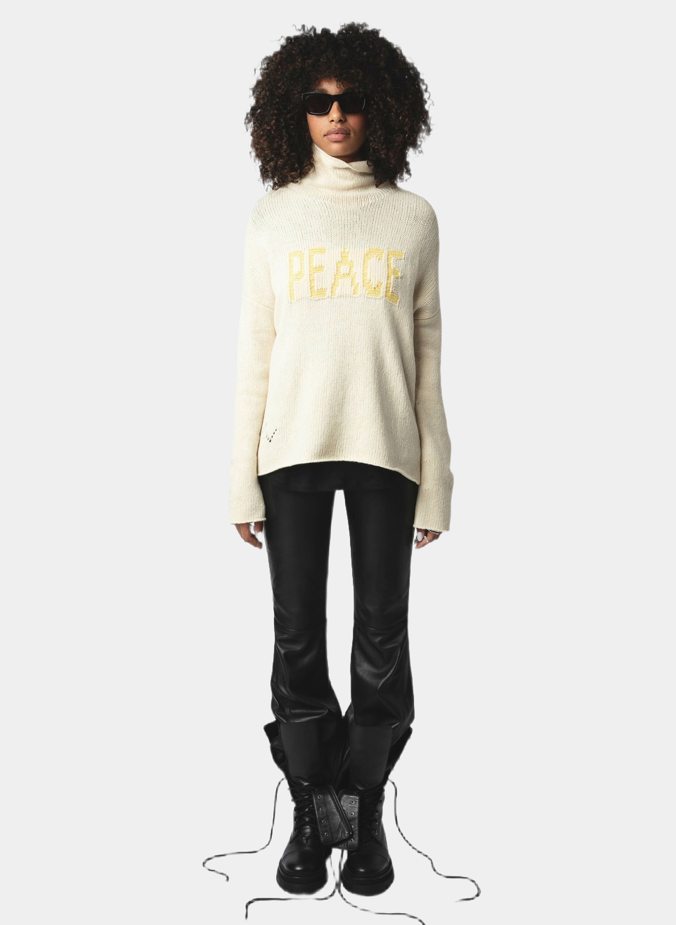 Pull col montant ample en laine ZADIG&VOLTAIRE Beige