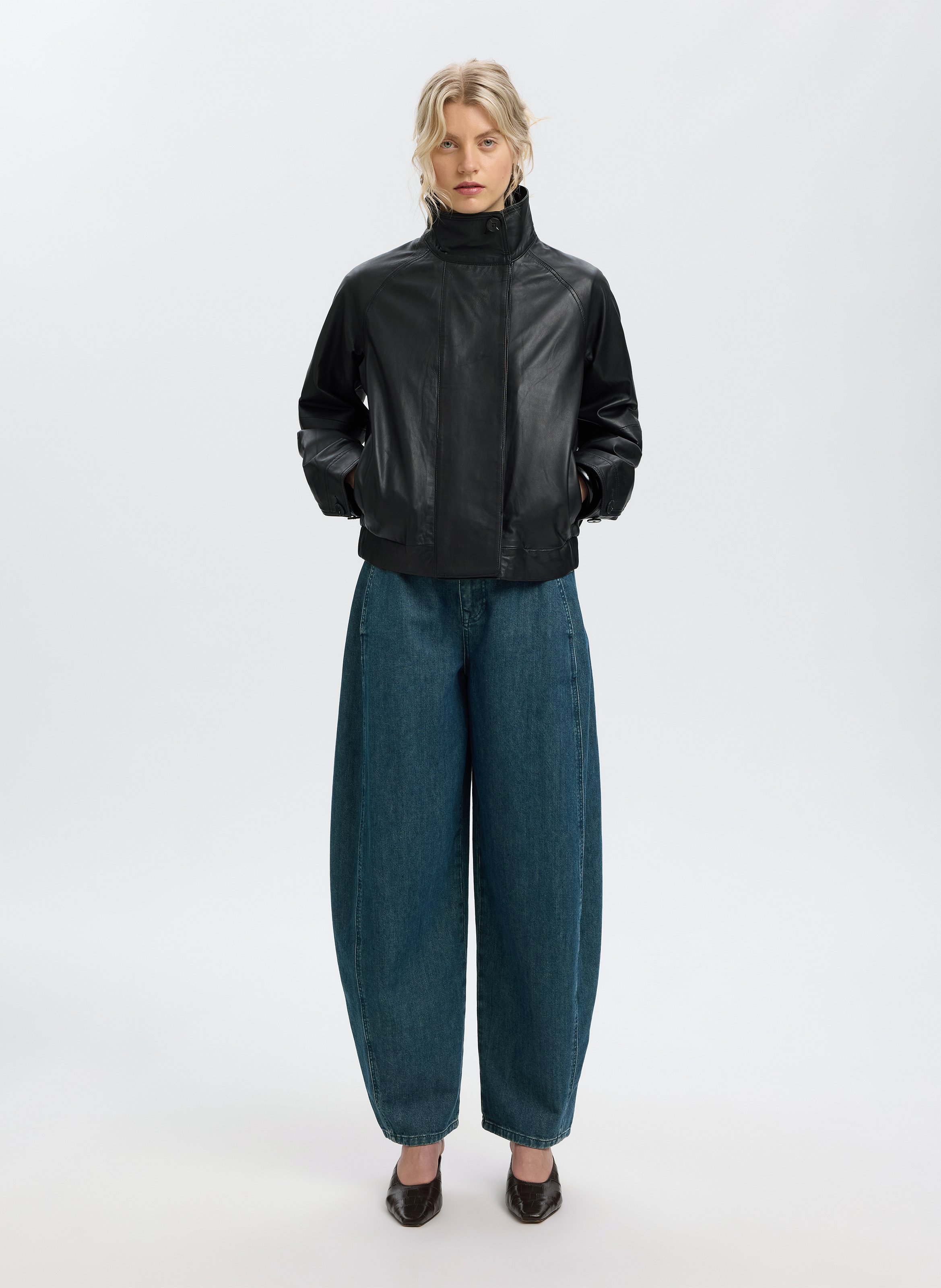 Jean barrel en coton bio mélangé SELECTED Bleu