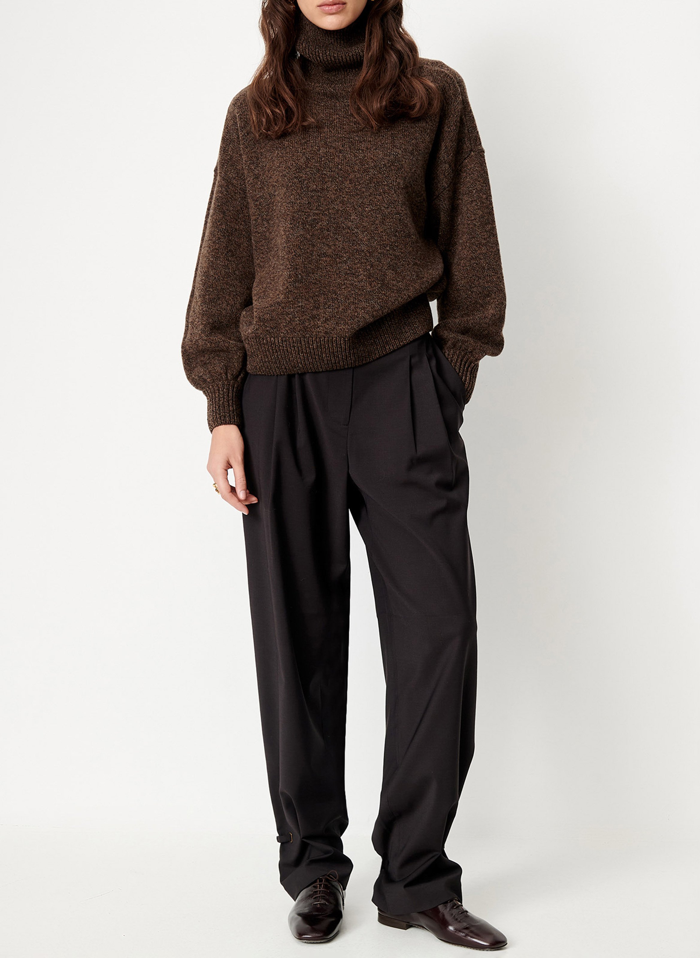 Oversize Rollkragenpullover aus Wolle und Kaschmir SESSUN Braun