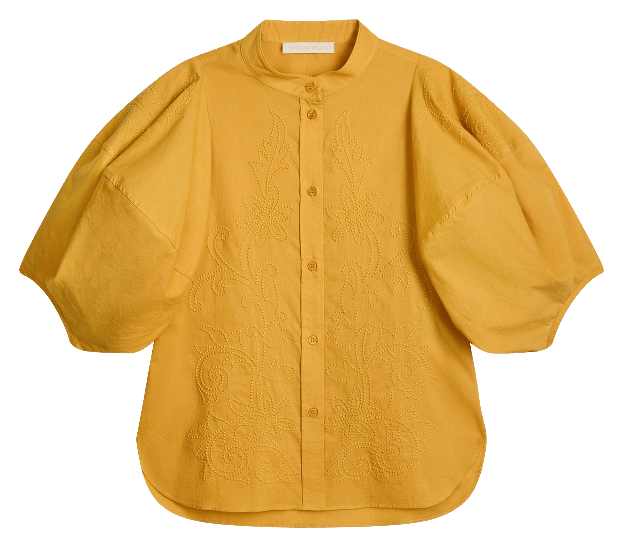 Blouse droite à manches bouffantes en coton VANESSA BRUNO Jaune