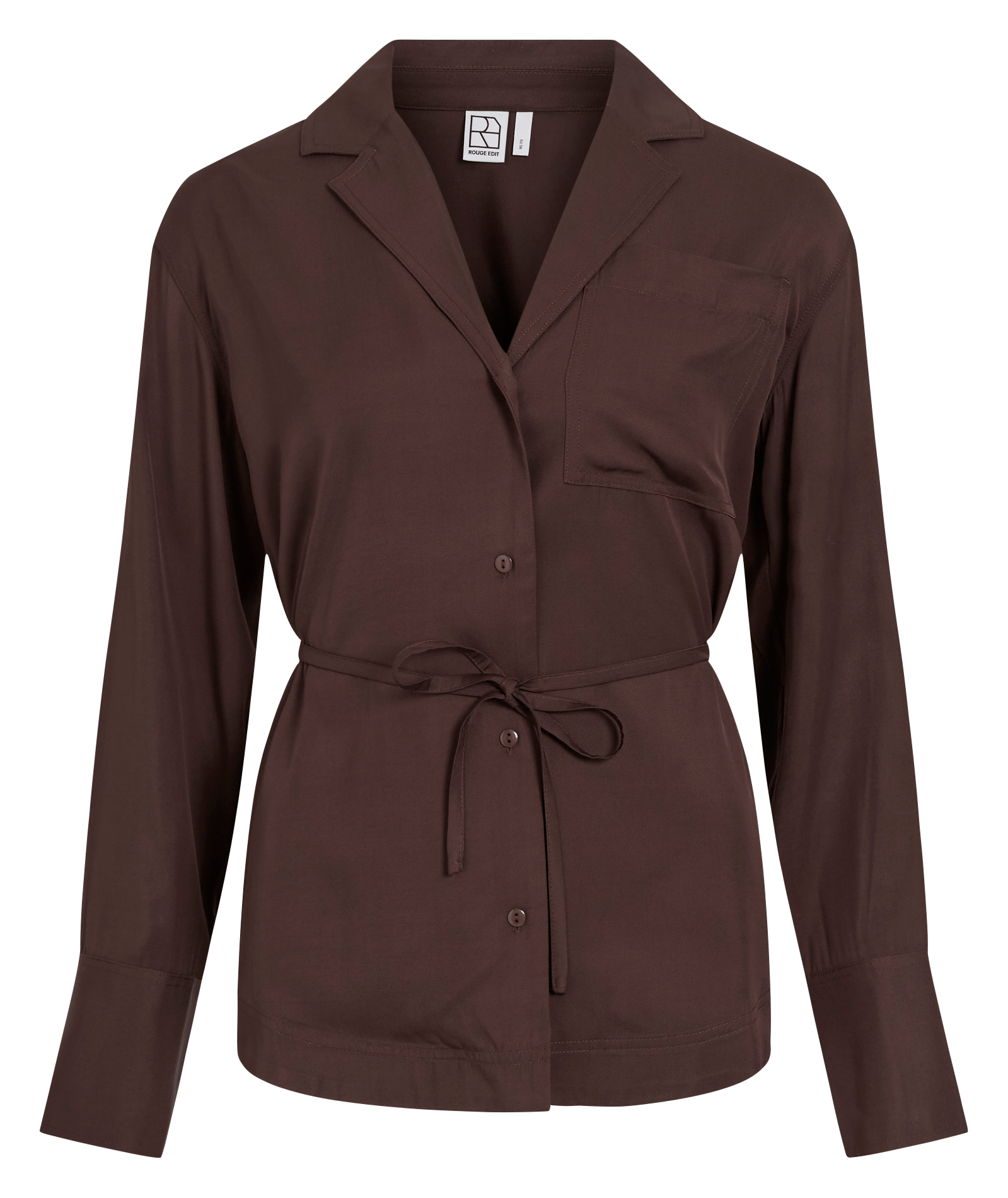 Rechte blouse met kraag met revers ROUGE EDIT Bruin