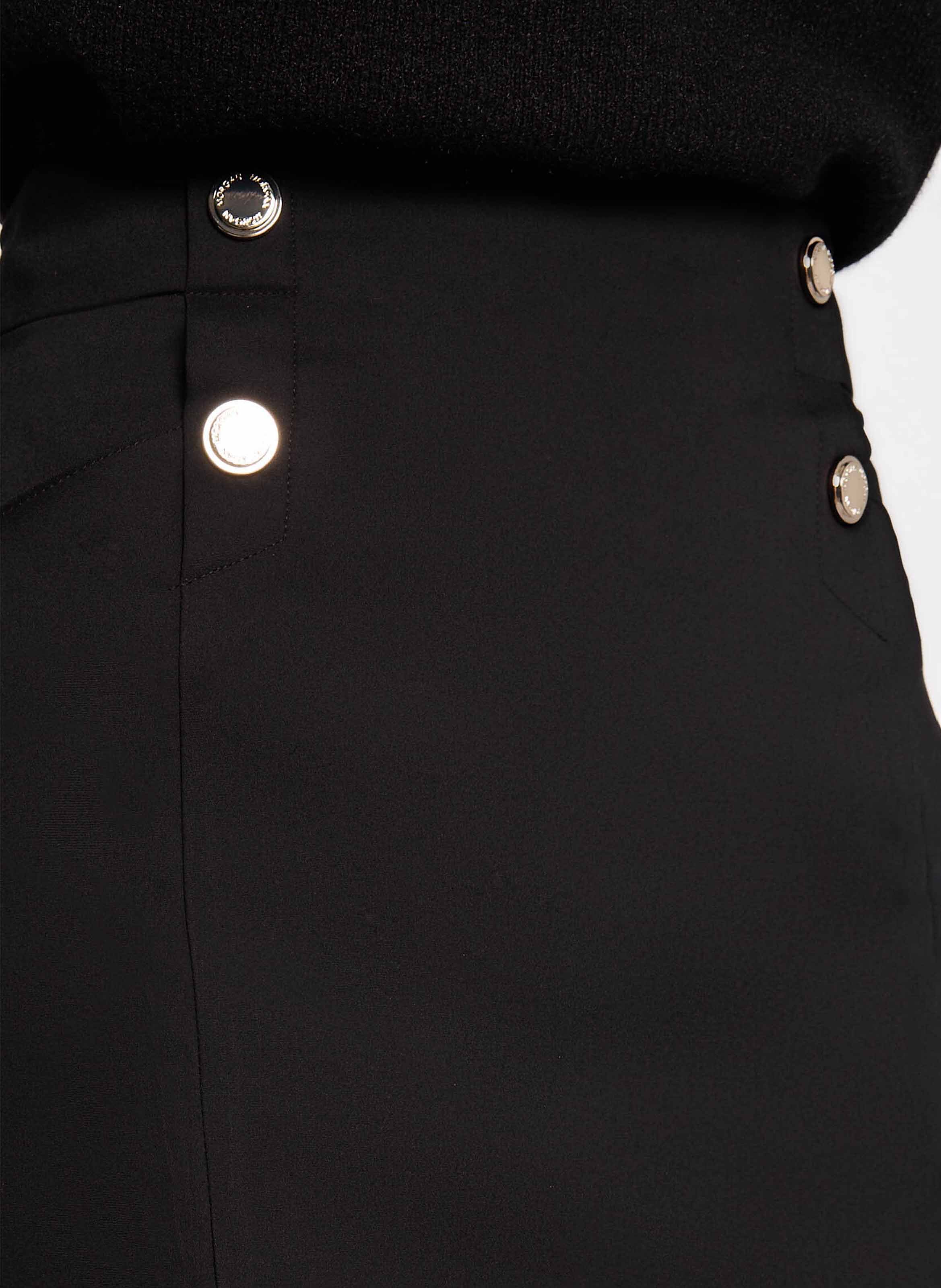 Short skirt with button in blended cotton MORGAN Black