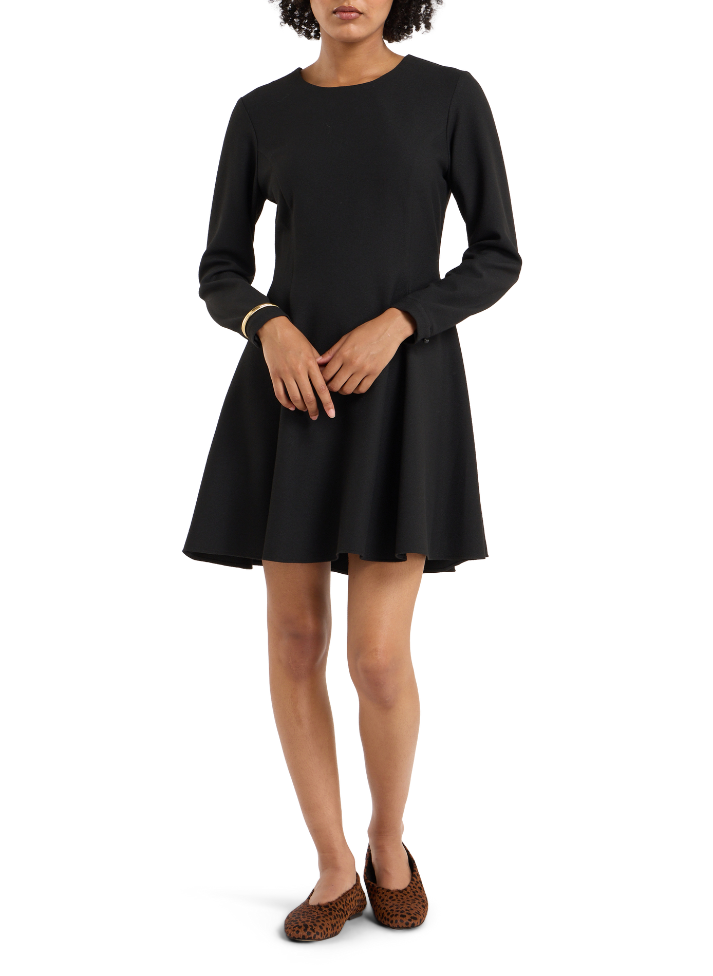 Short flared solid color dress SAISON 1865 Black