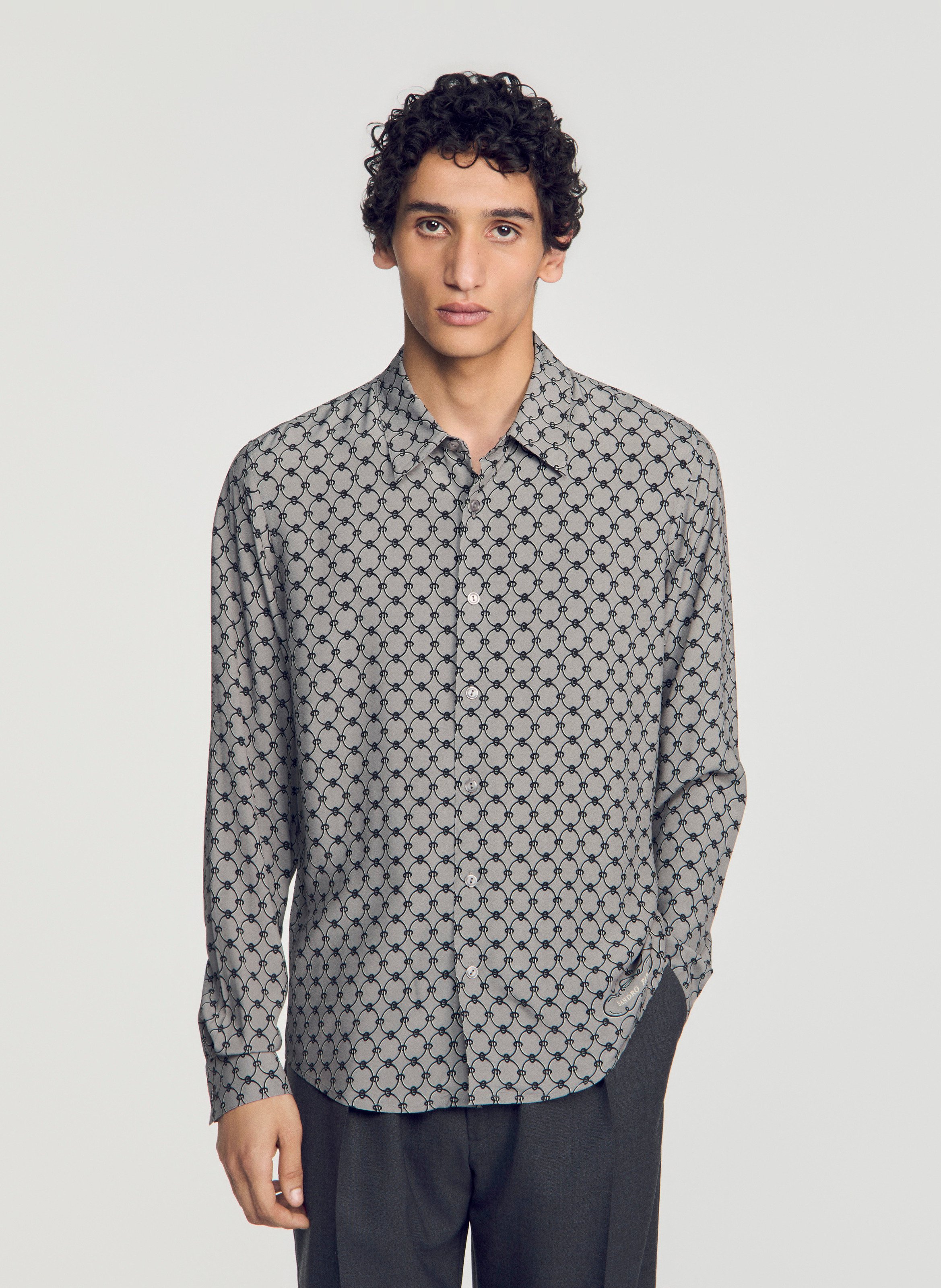 Chemise droite imprimée SANDRO Gris