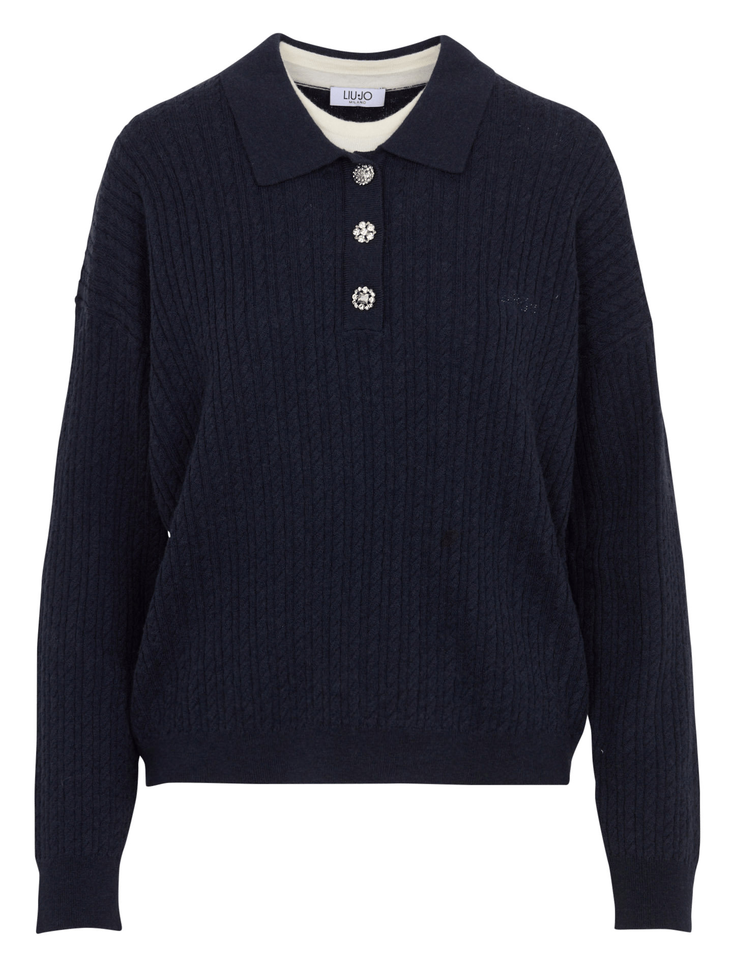 Gerade geschnittener Wollmix-Pullover mit Bubikragen LIU JO Schwarz