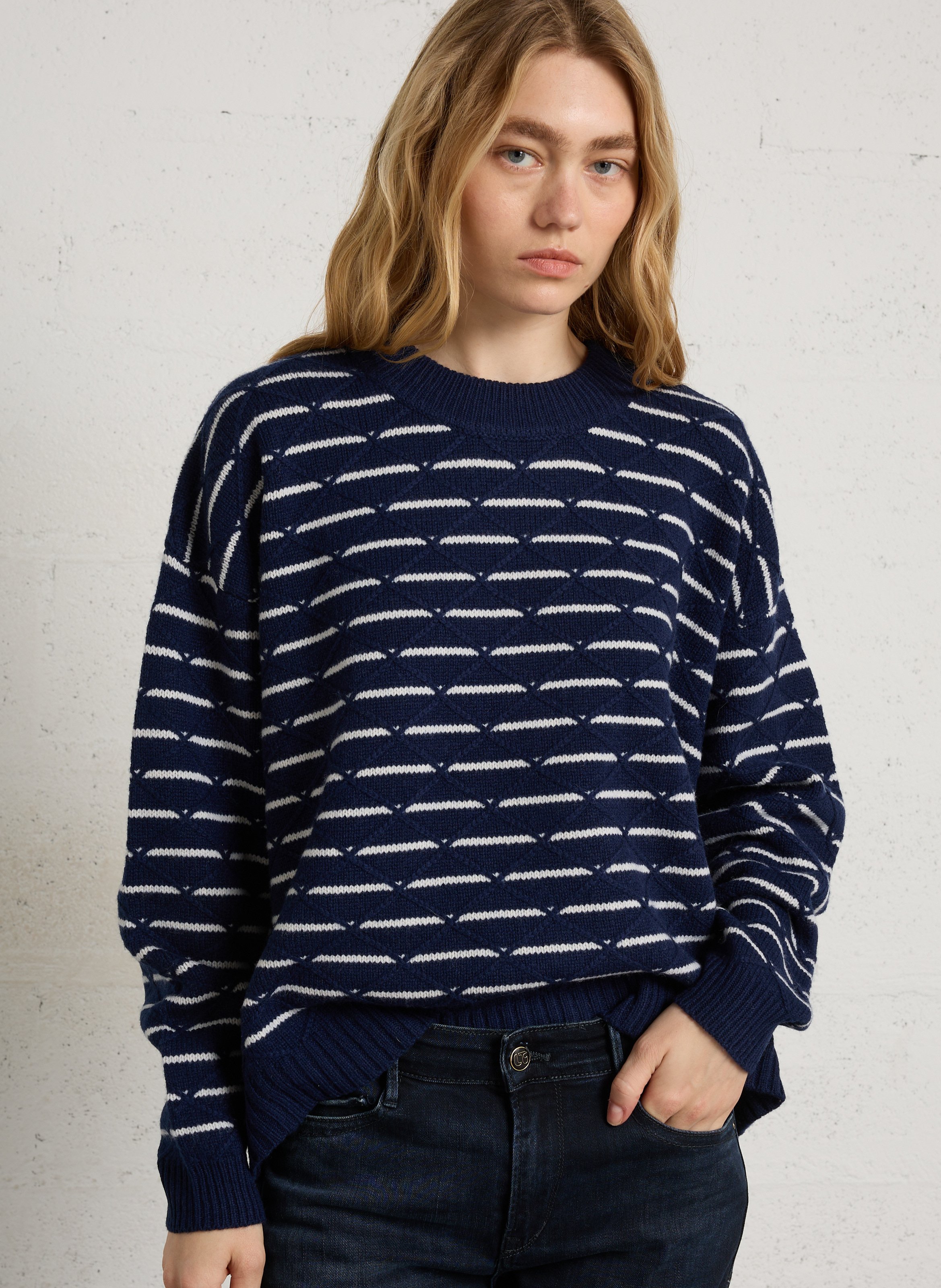 Straight wool striped sweater BENSIMON Blue