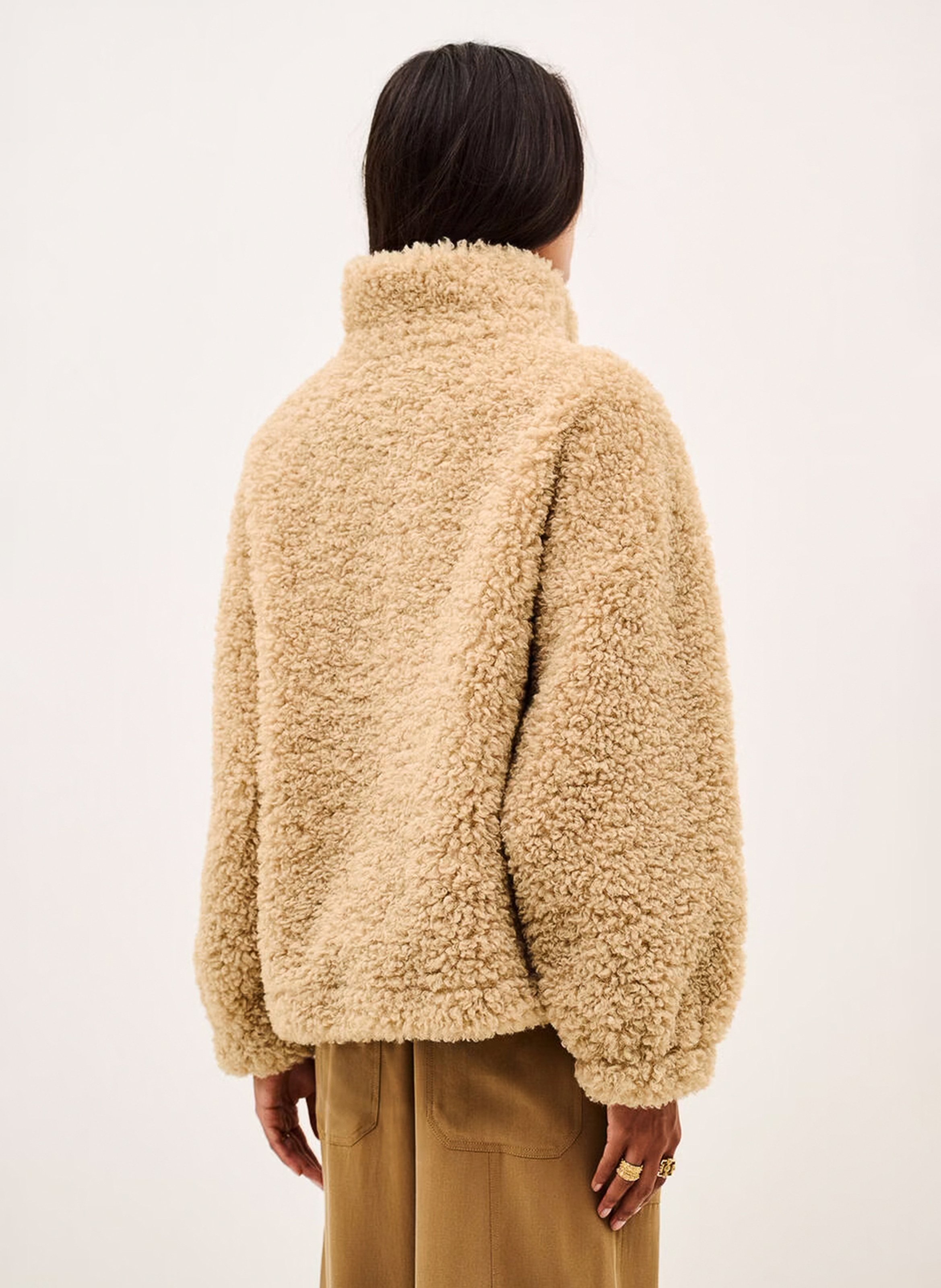 Manteau col montant ample en sherpa BA&SH Beige