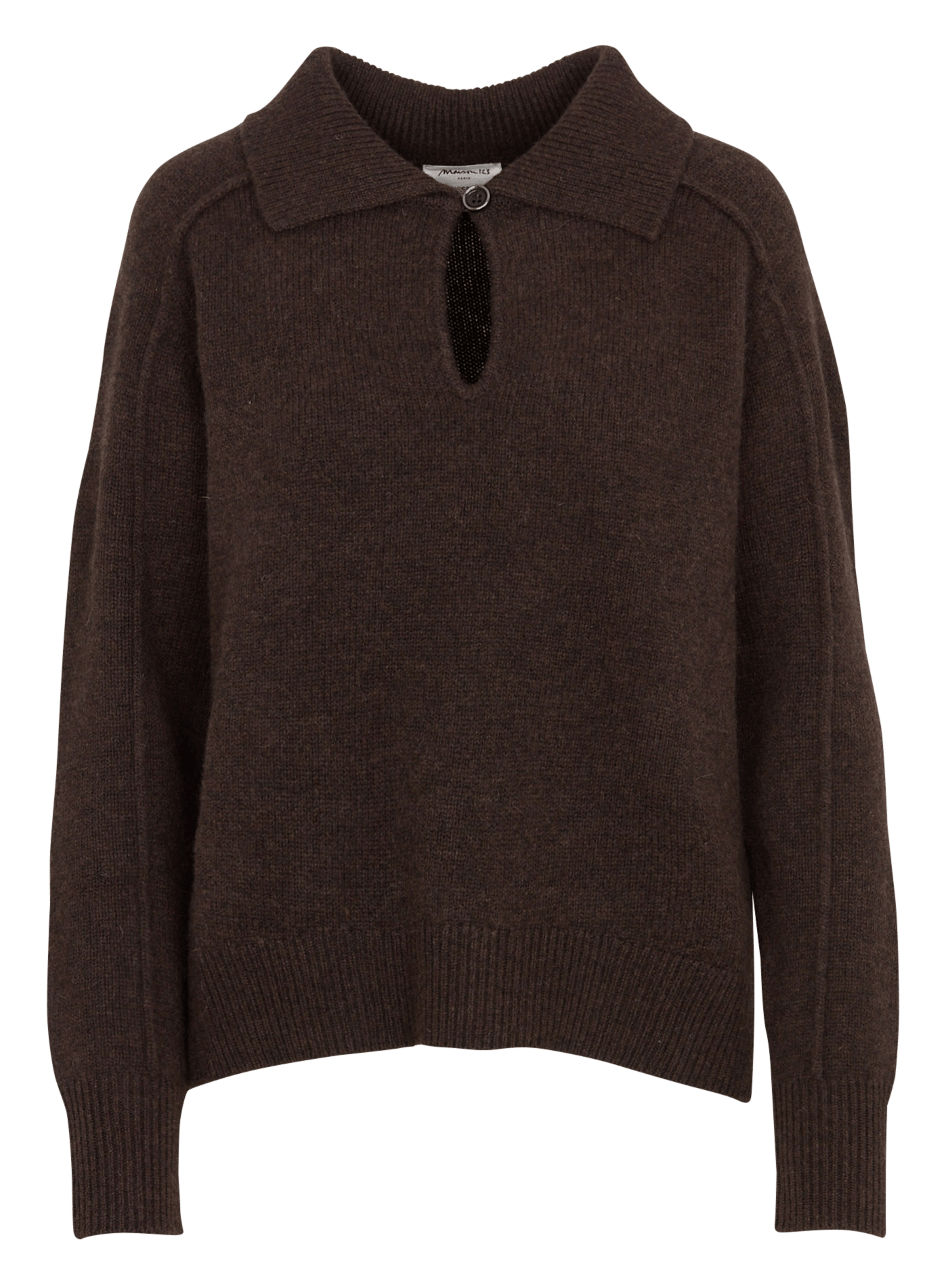 Pull col classique en laine MAISON 123 Marron