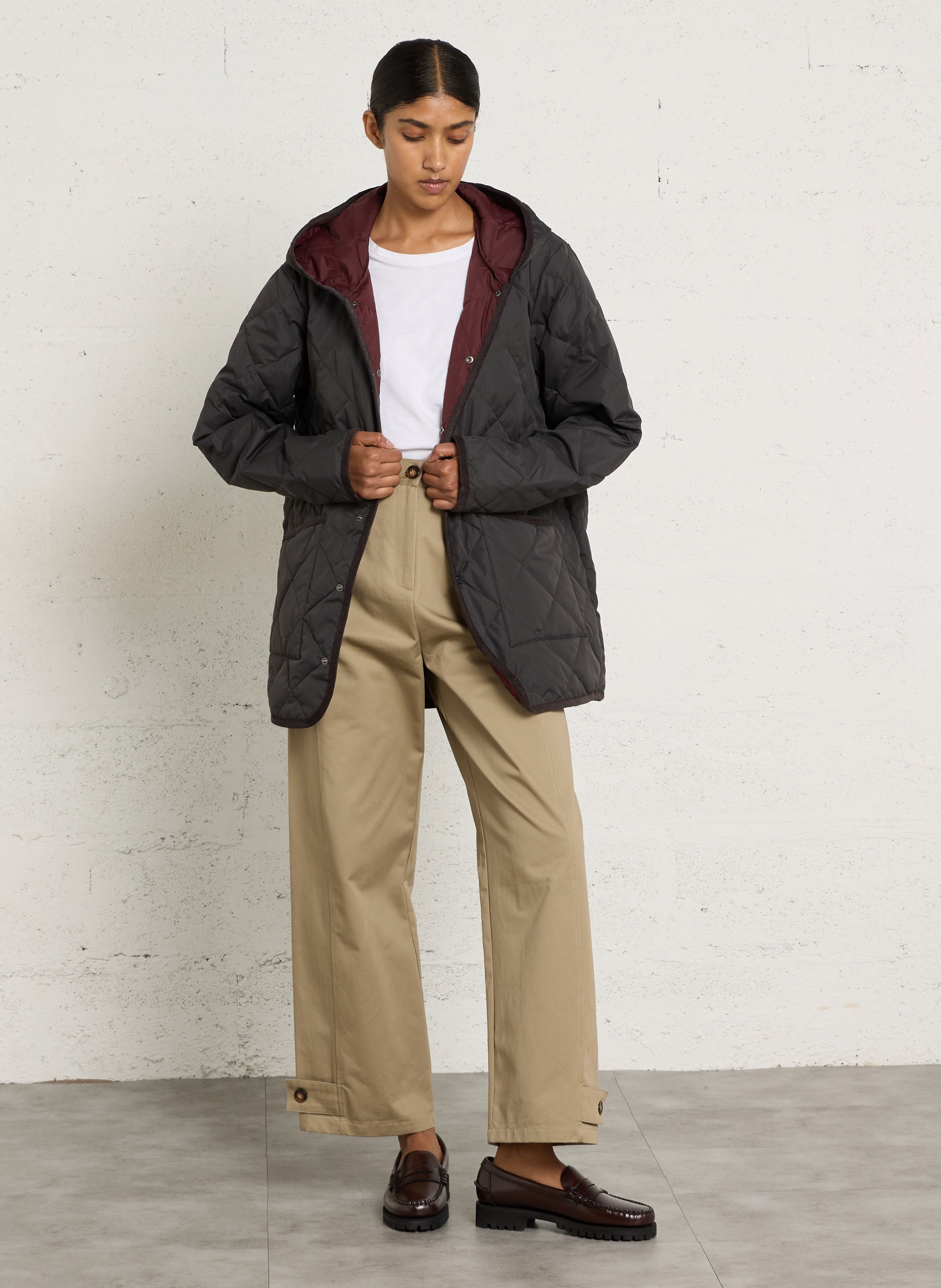 Veste ample matelassée à capuche TAION Gris