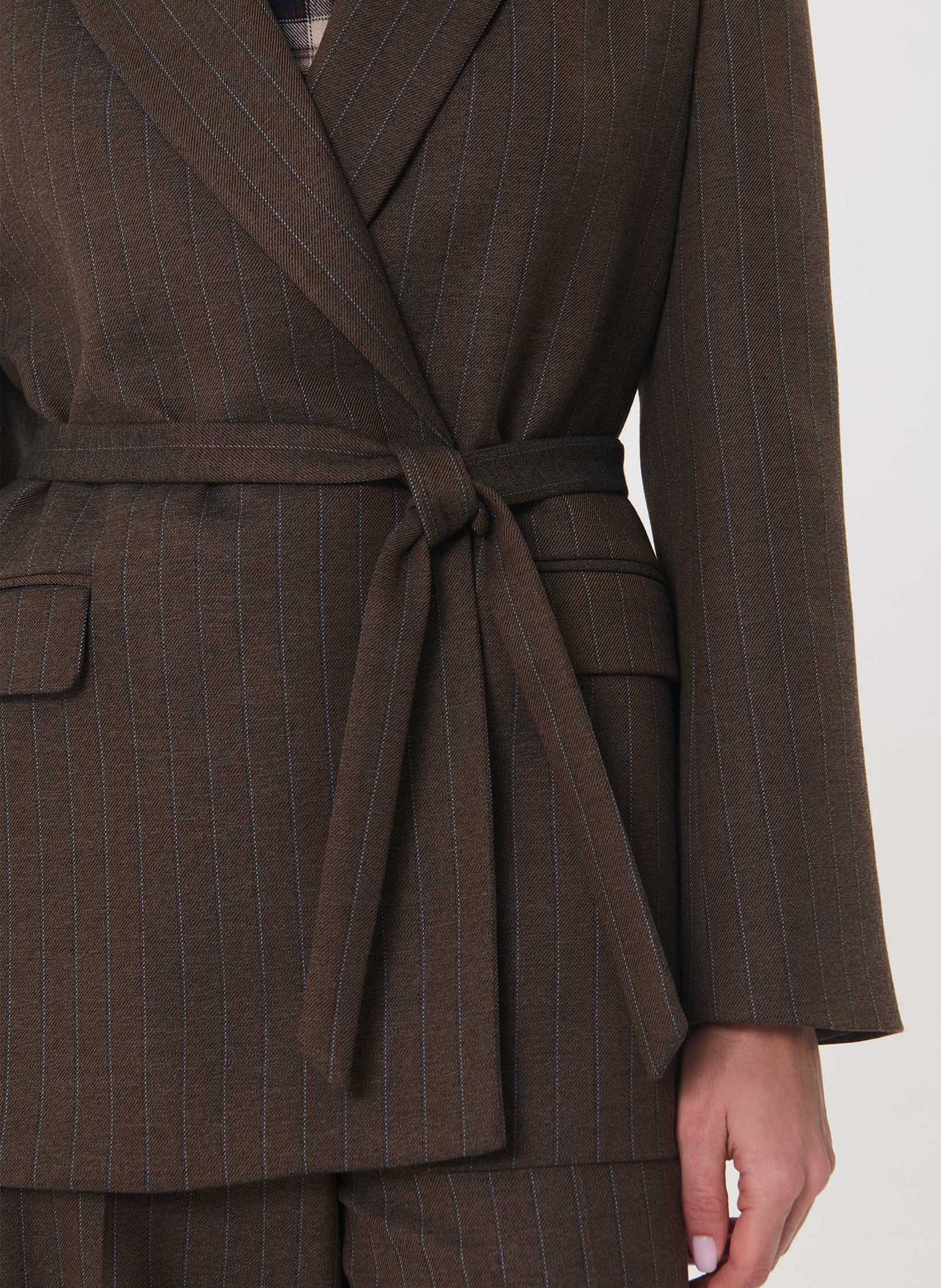 Striped belted blazer TARA JARMON Brown