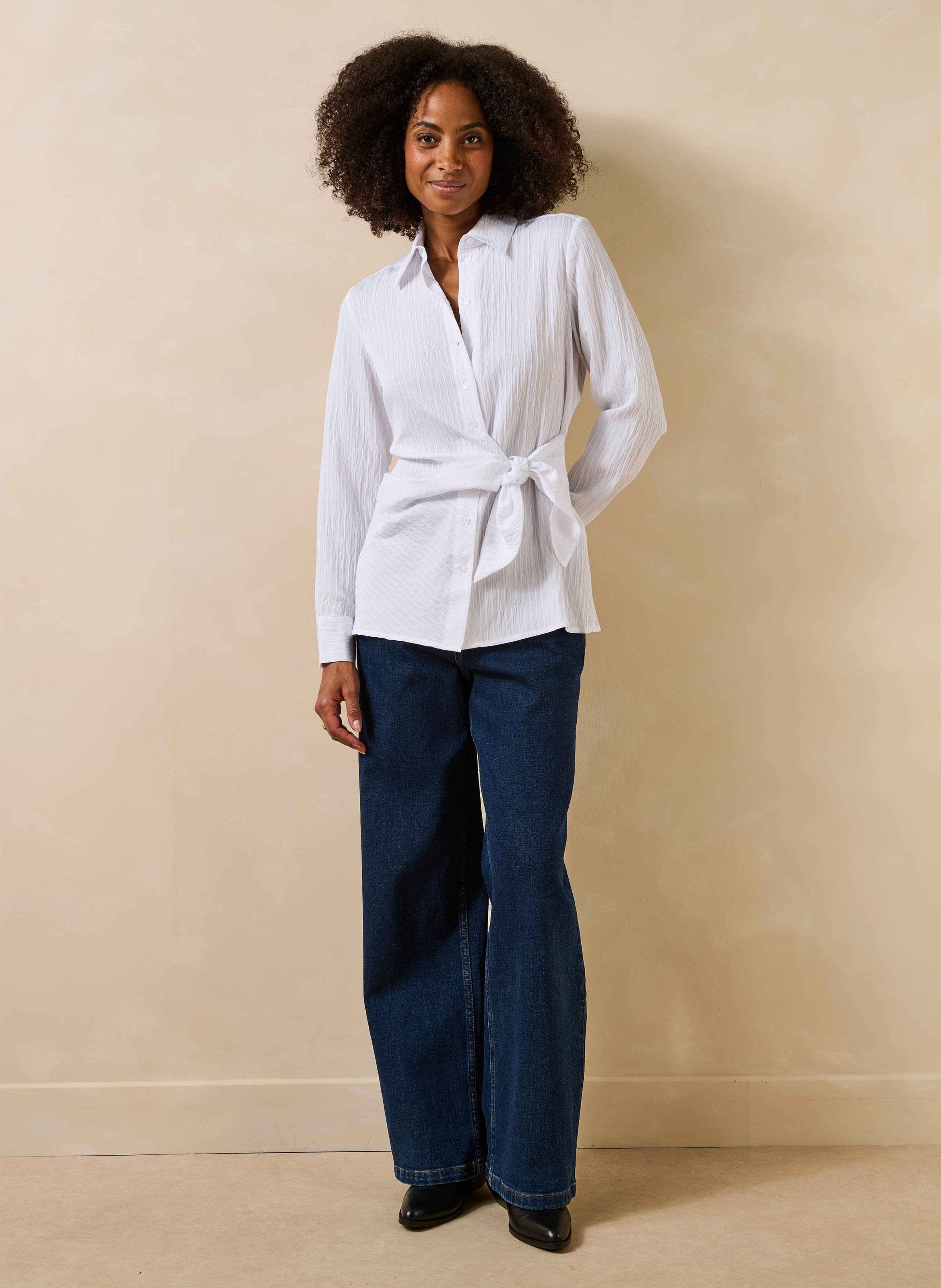 Chemise col classique à fentes LA FEE MARABOUTEE Blanc
