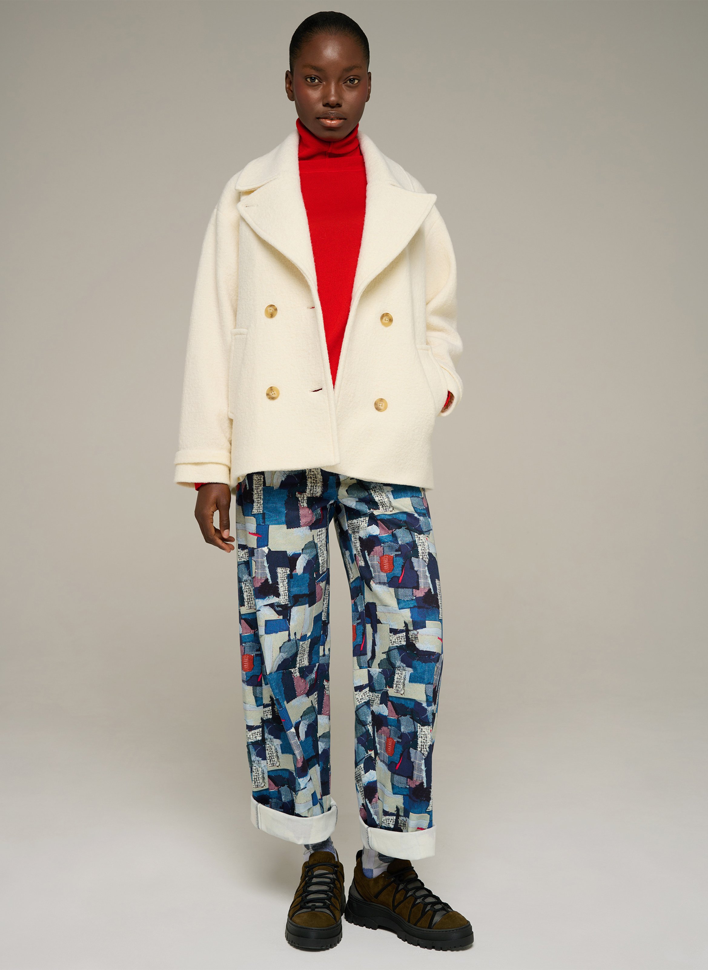 Manteau ample droit boutonné en laine COTELAC ACOTE Beige