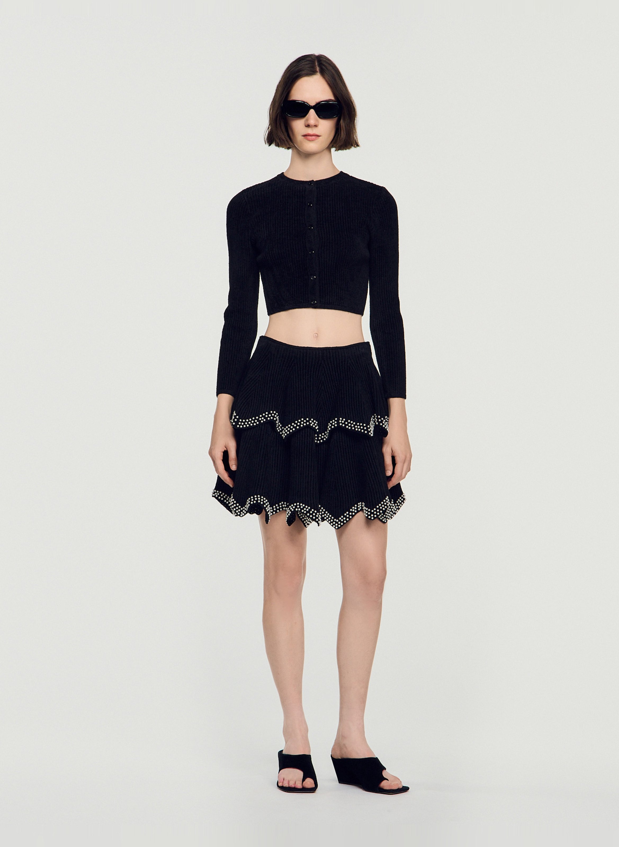 Cardigan droit col rond SANDRO Noir