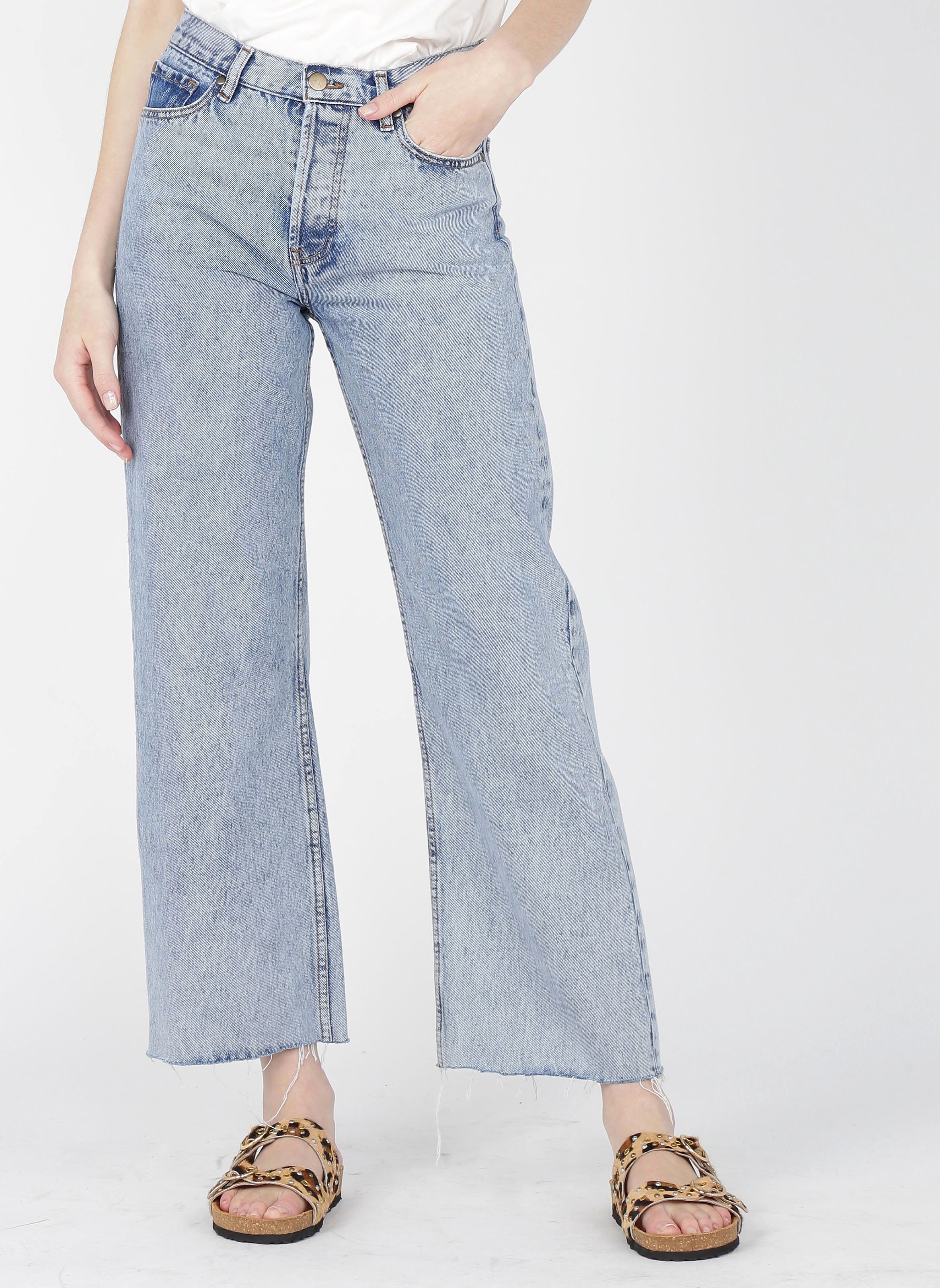 Jeans Larghi A Vita Alta Neige Blue Acquaverde - Donna | Place des Tendances