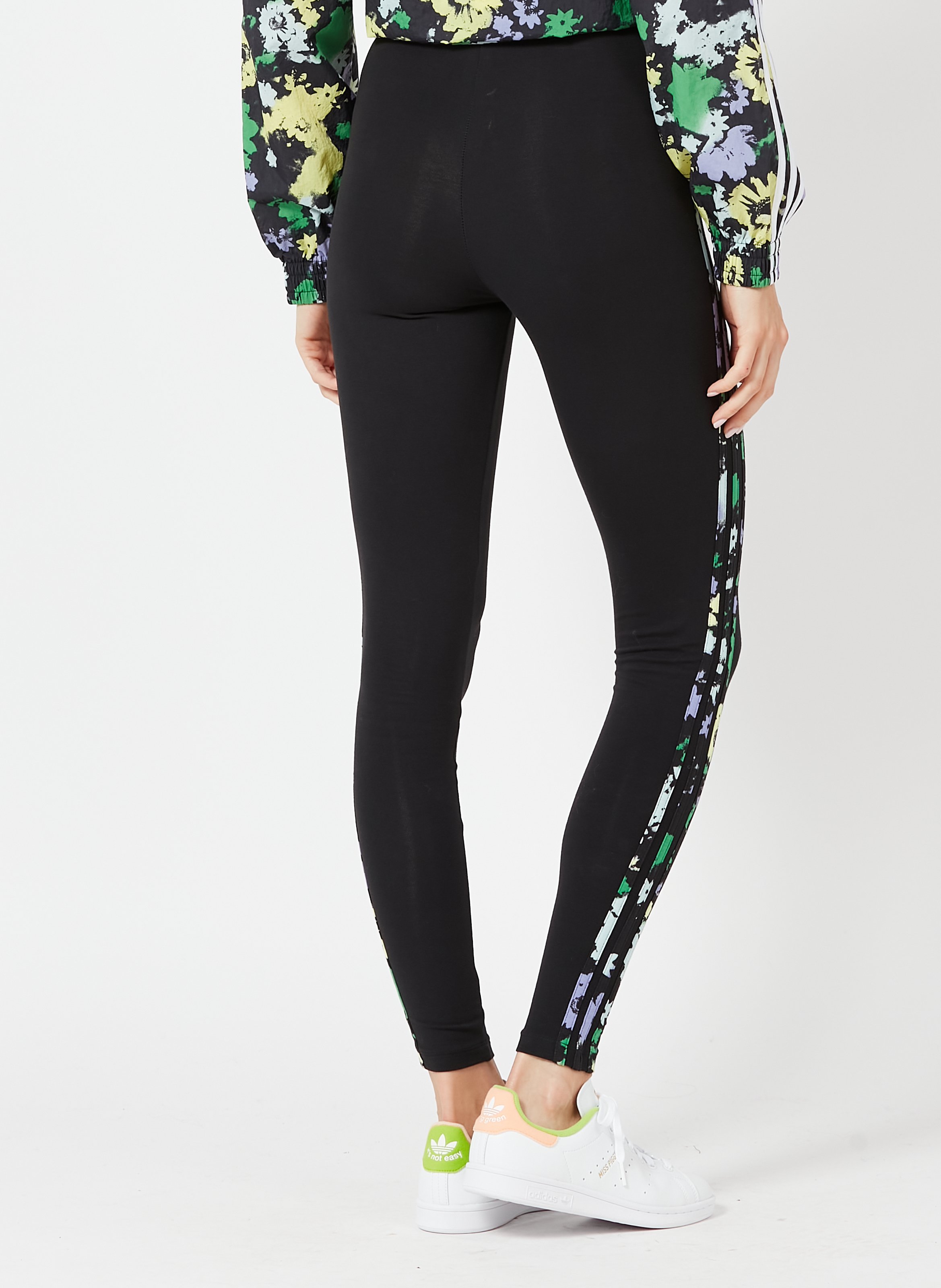Leggings Con Bande Laterali Stampate Black Adidas - Donna | Place des  Tendances