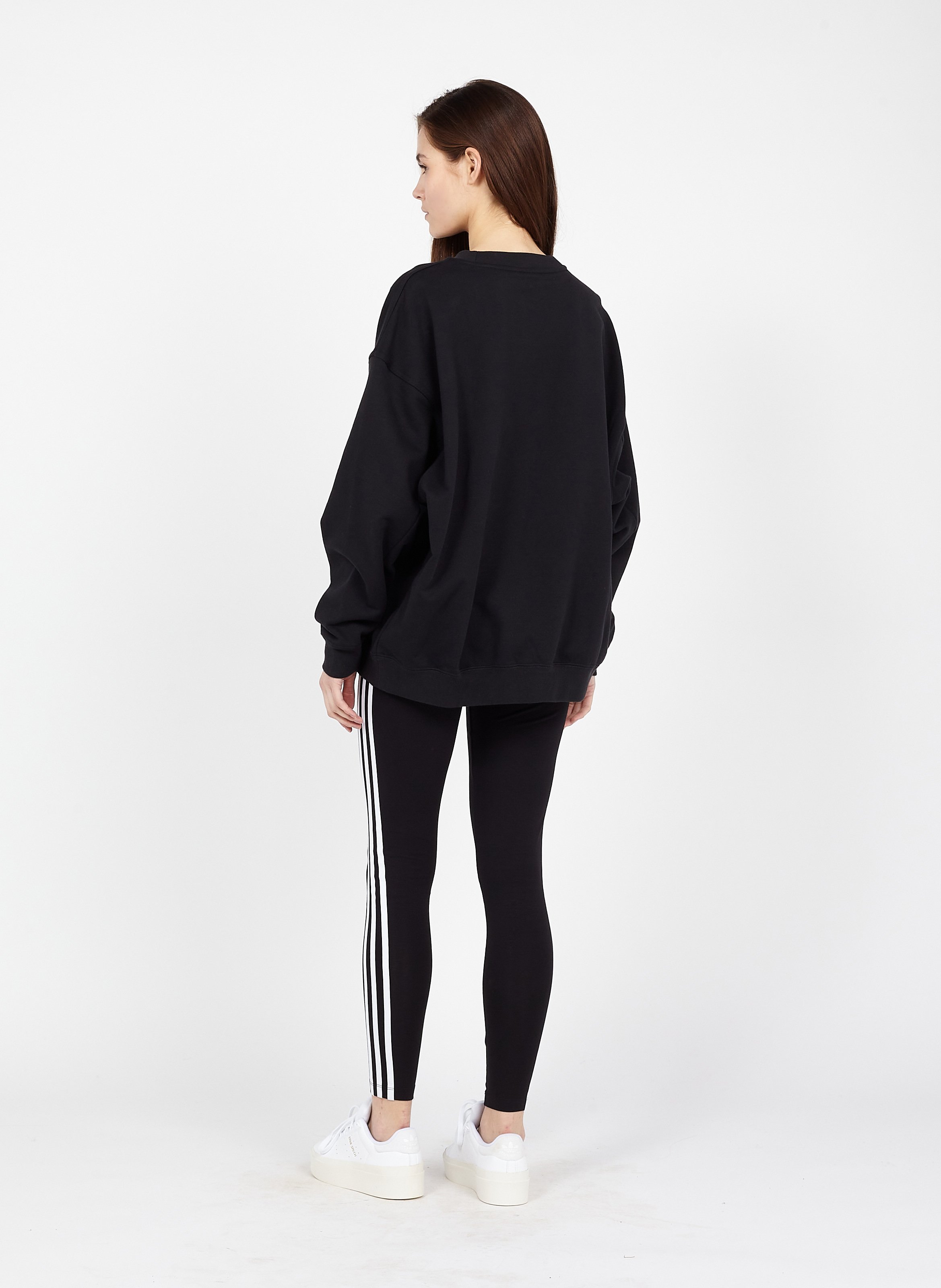 Felpa Scollo Tondo In Cotone Black Adidas - Donna | Place des Tendances