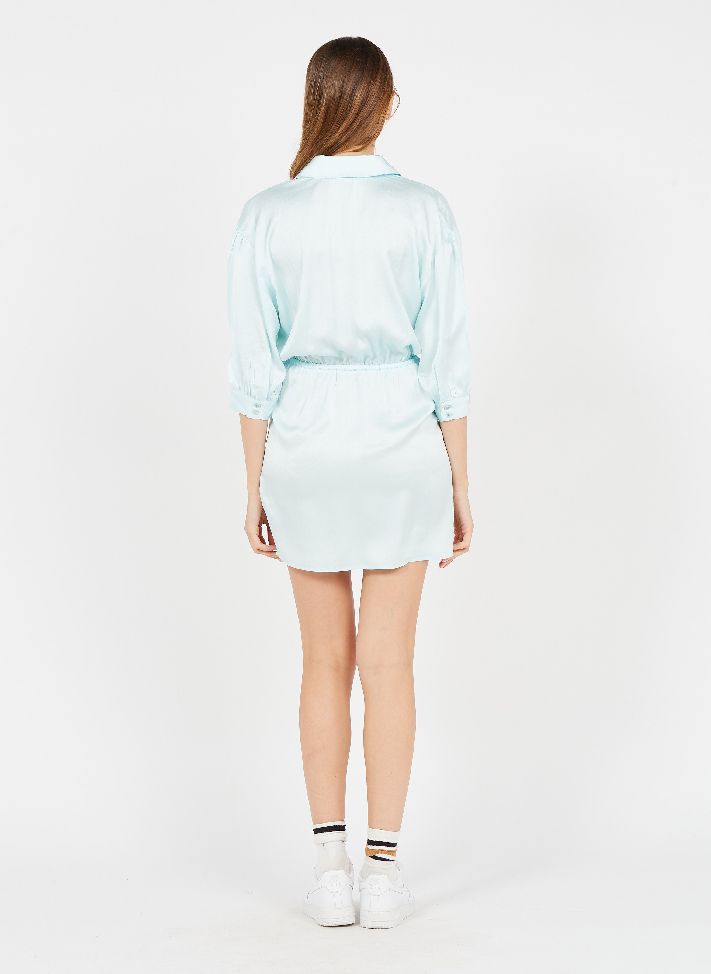 Abito Corto Satinato Con Collo Classico Baby Blue American Vintage - Donna  | Place des Tendances