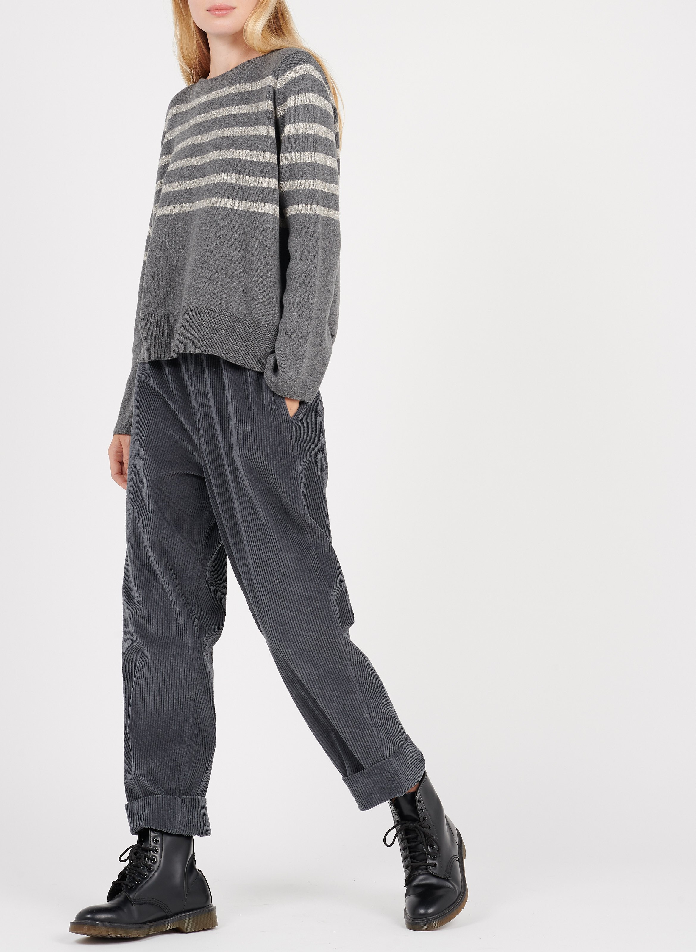 Pantaloni Larghi A Vita Alta In Velluto A Coste Zinc American Vintage -  Donna | Place des Tendances