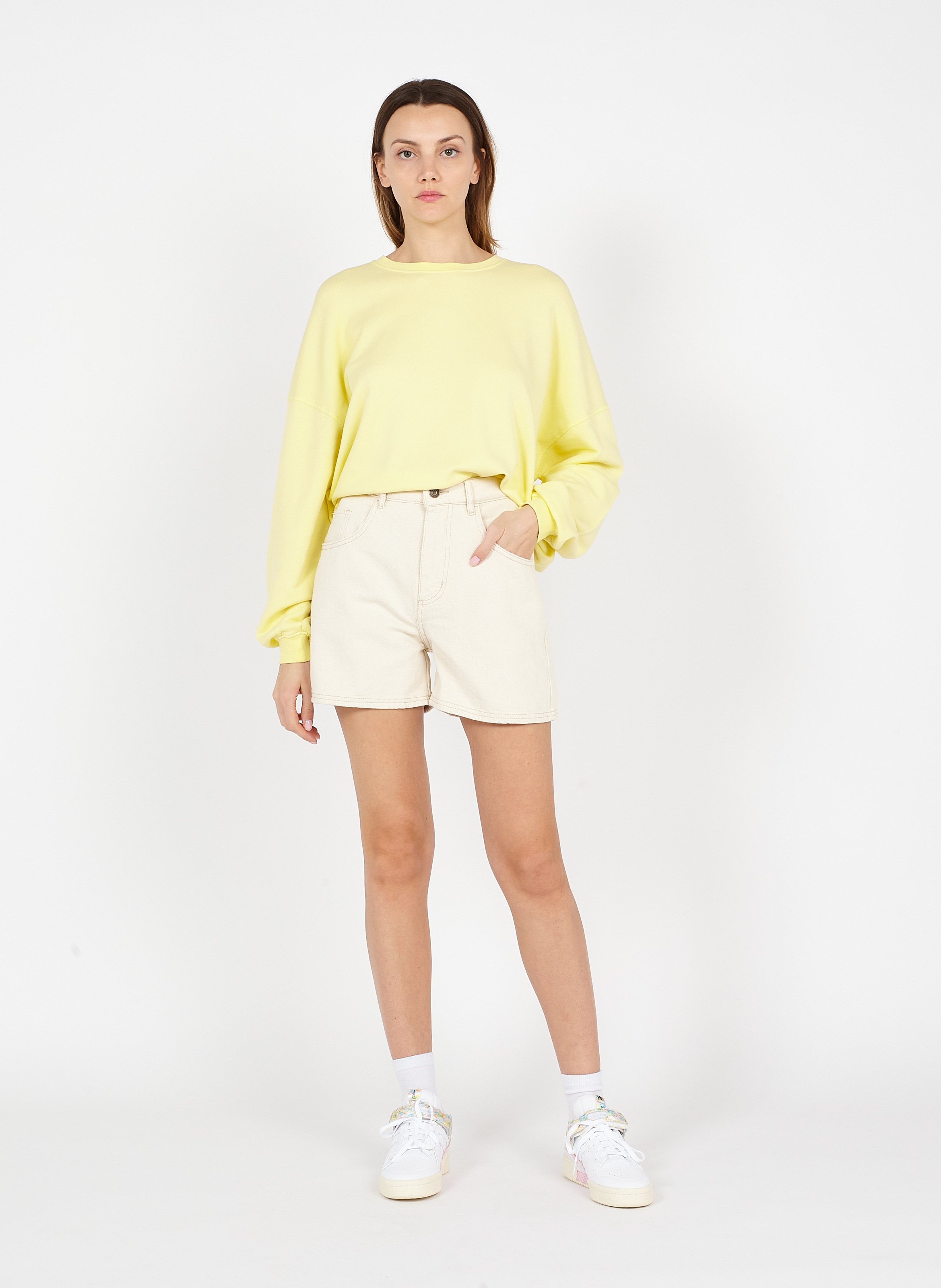 Shorts A Vita Alta In Jeans Ecru American Vintage - Donna | Place des  Tendances