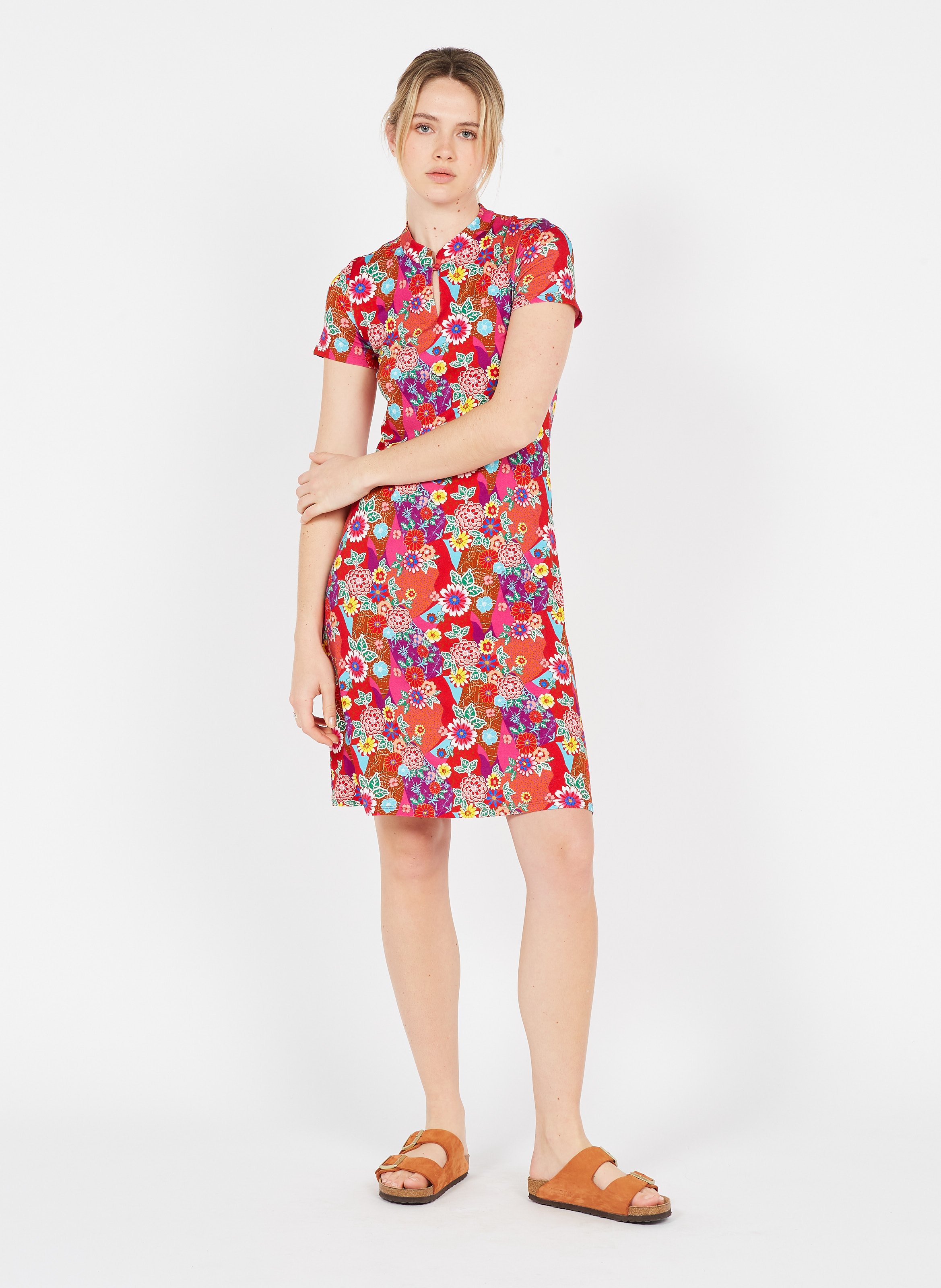 Abito Corto Con Collo Alla Coreana E Stampa Floreale Rouge Antoine \u0026 Lili -  Donna | Place des Tendances