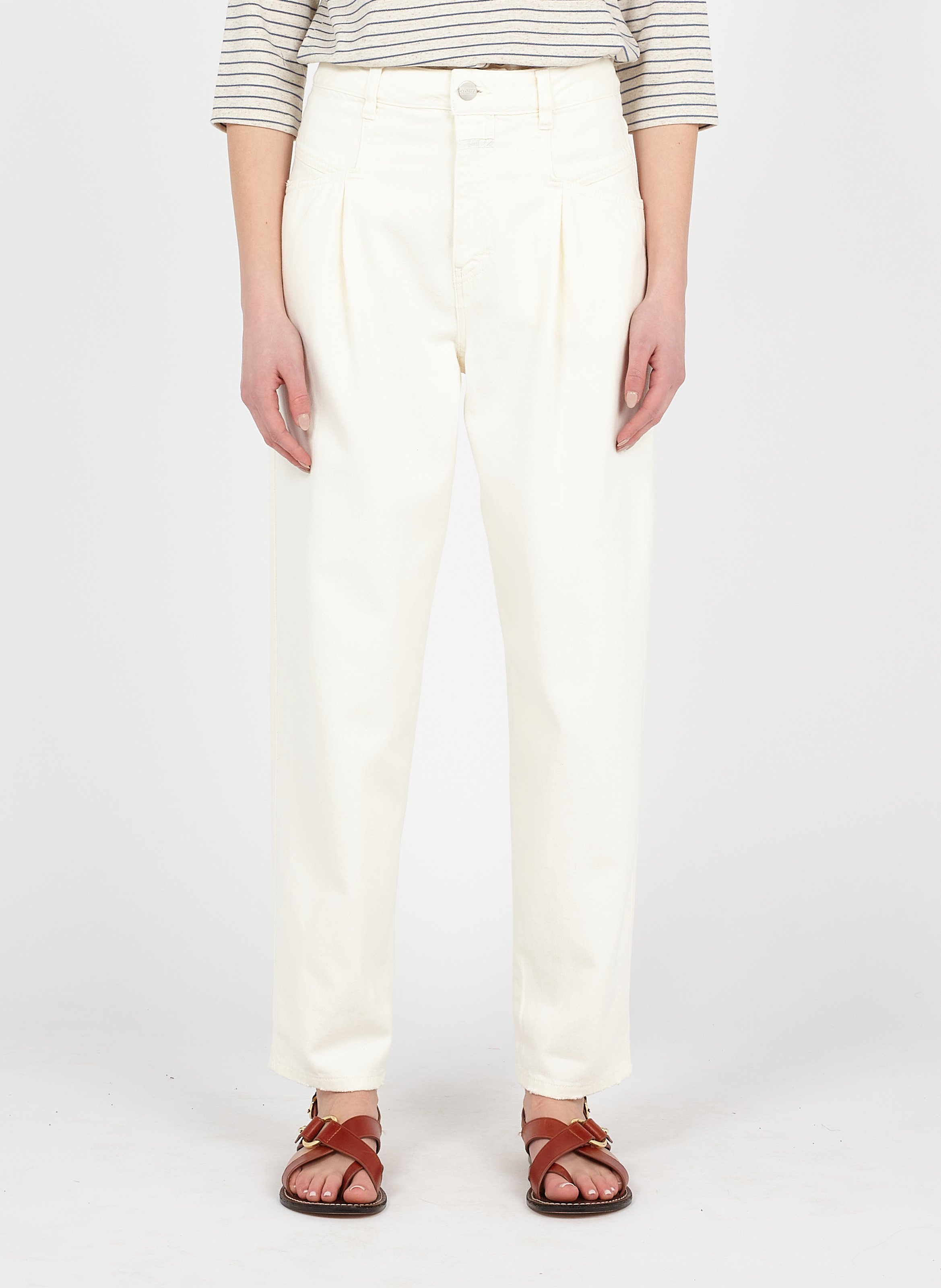 Jeans A Vita Alta Con Gambe Fuseau Creme Closed - Donna | Place des  Tendances