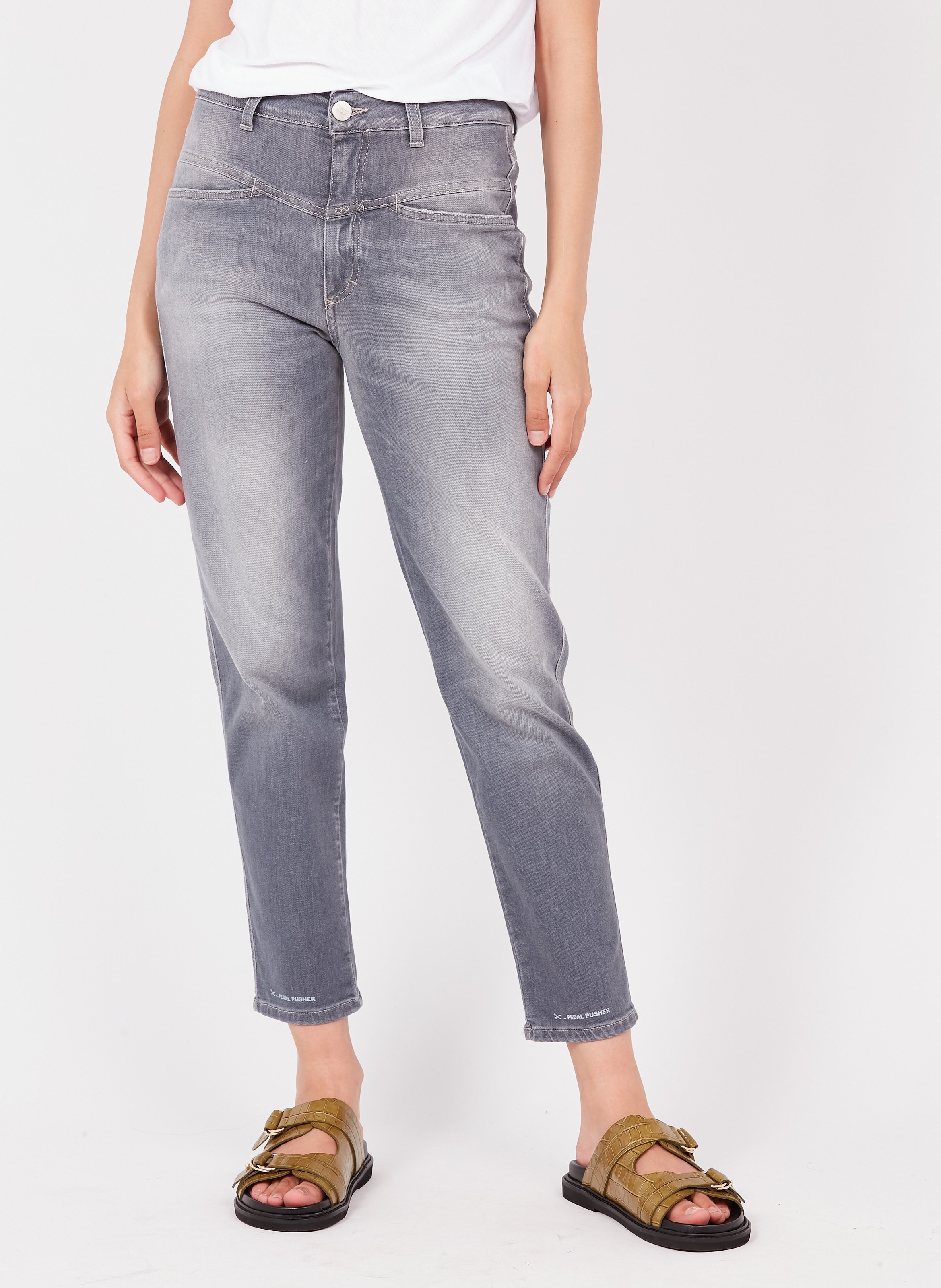Jeans Dritti 7/8 Effetto Délavé In Misto Cotone Mid Grey Closed - Donna |  Place des Tendances