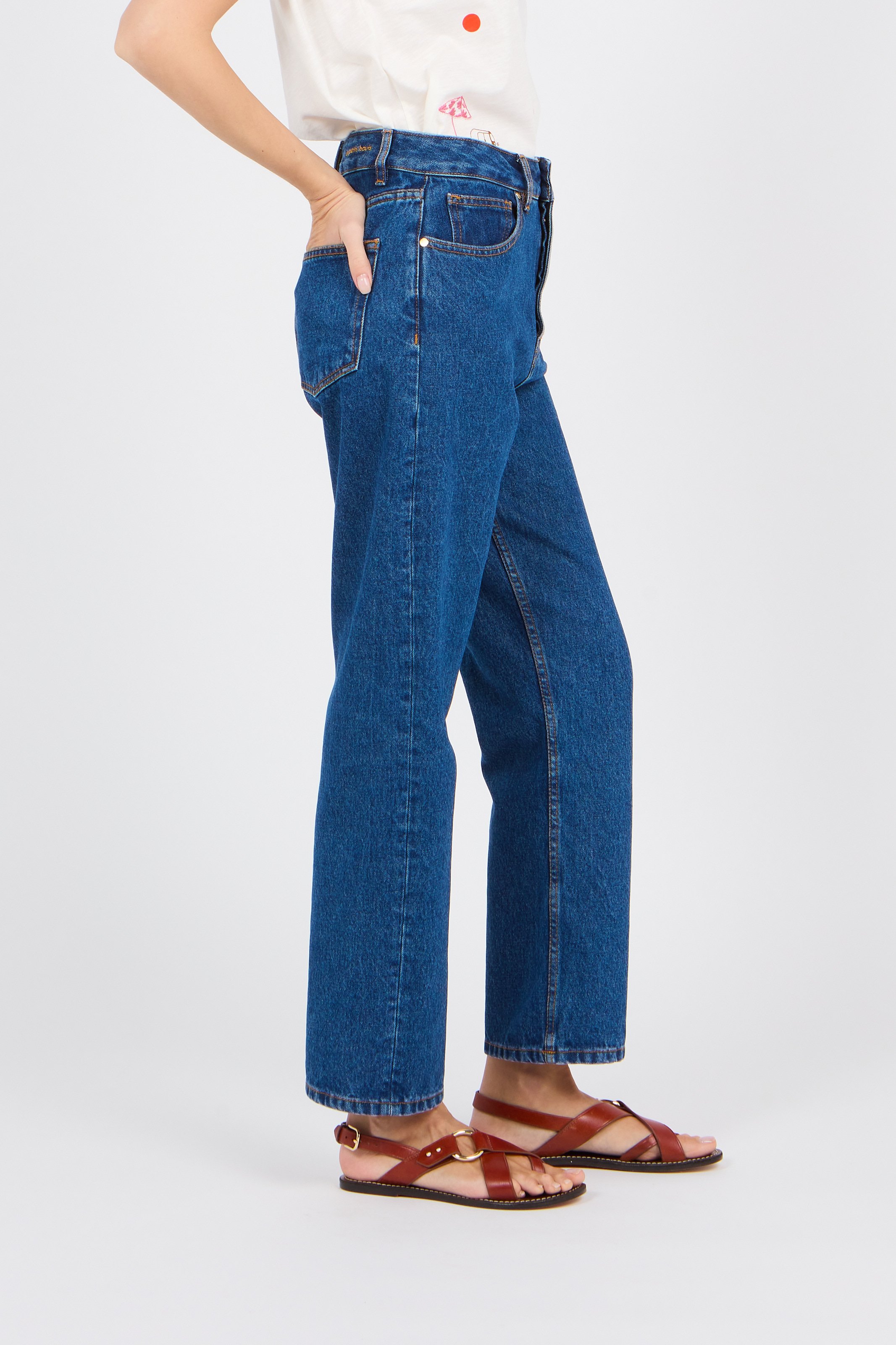 Jeans Larghi A Vita Media Effetto Délavé Stone Des Petits Hauts - Donna |  Place des Tendances