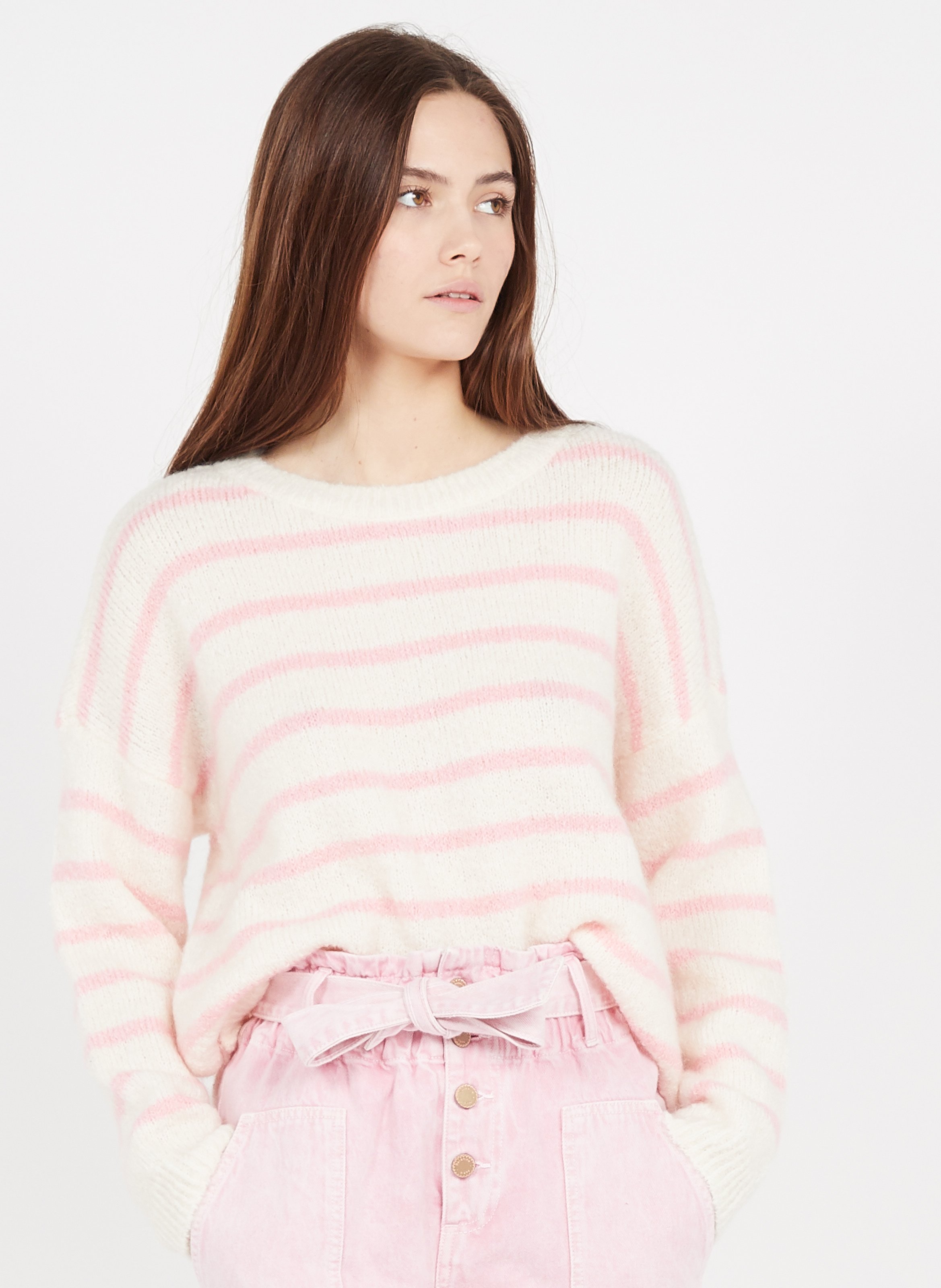 Maglione In Mohair A Righe Jer Ecru/barbapapa Des Petits Hauts - Donna |  Place des Tendances