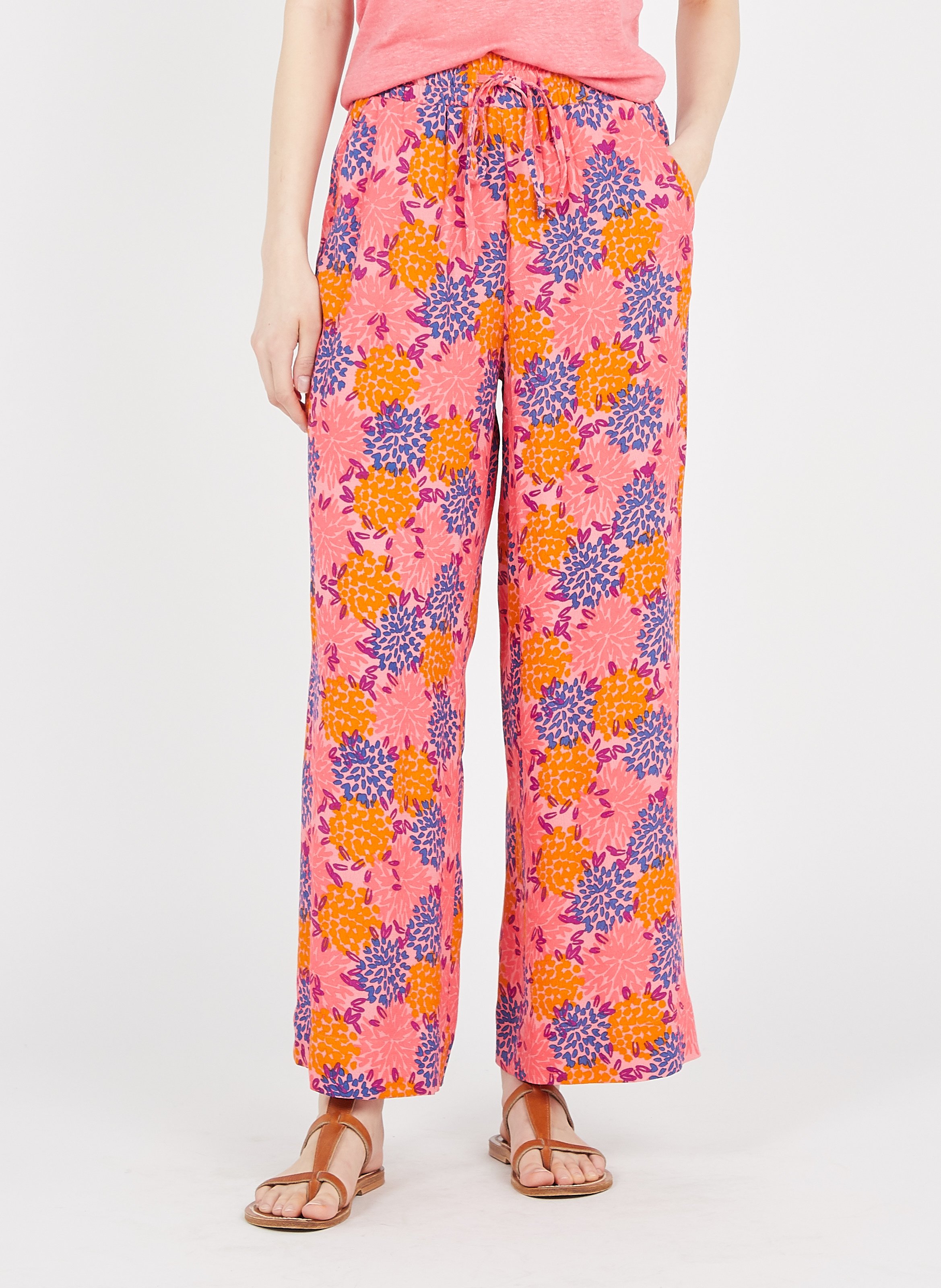 Pantaloni Larghi Stampati In Crêpe Pompon Des Petits Hauts - Donna | Place  des Tendances