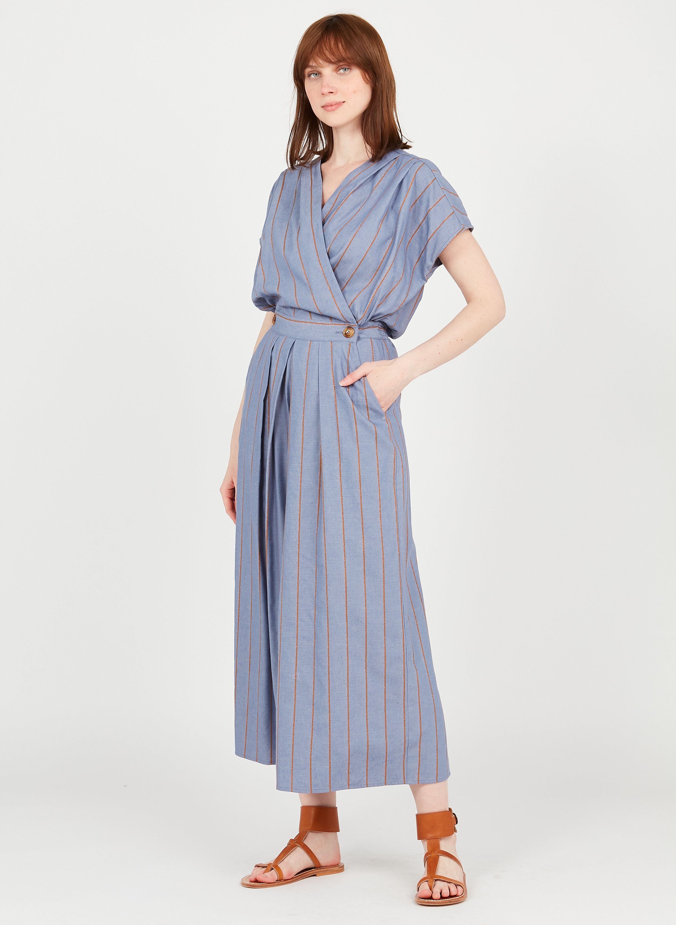 Tuta Larga A Righe Rayure Chambray Des Petits Hauts - Donna | Place des  Tendances