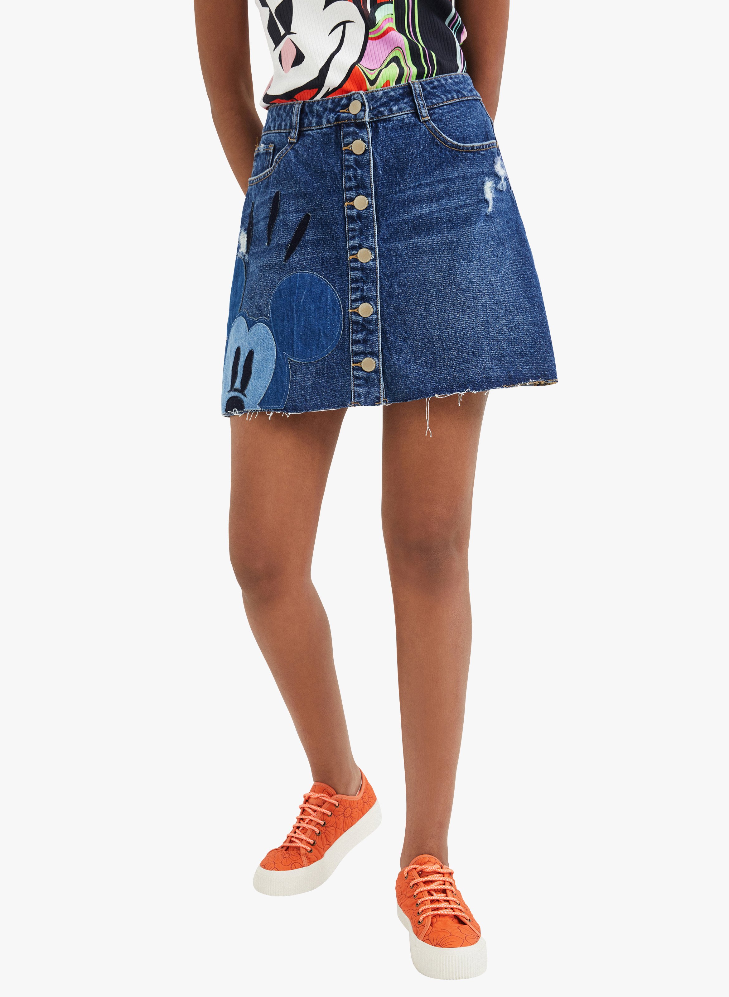 Gonna Corta In Jeans Bleu Desigual - Donna | Place des Tendances
