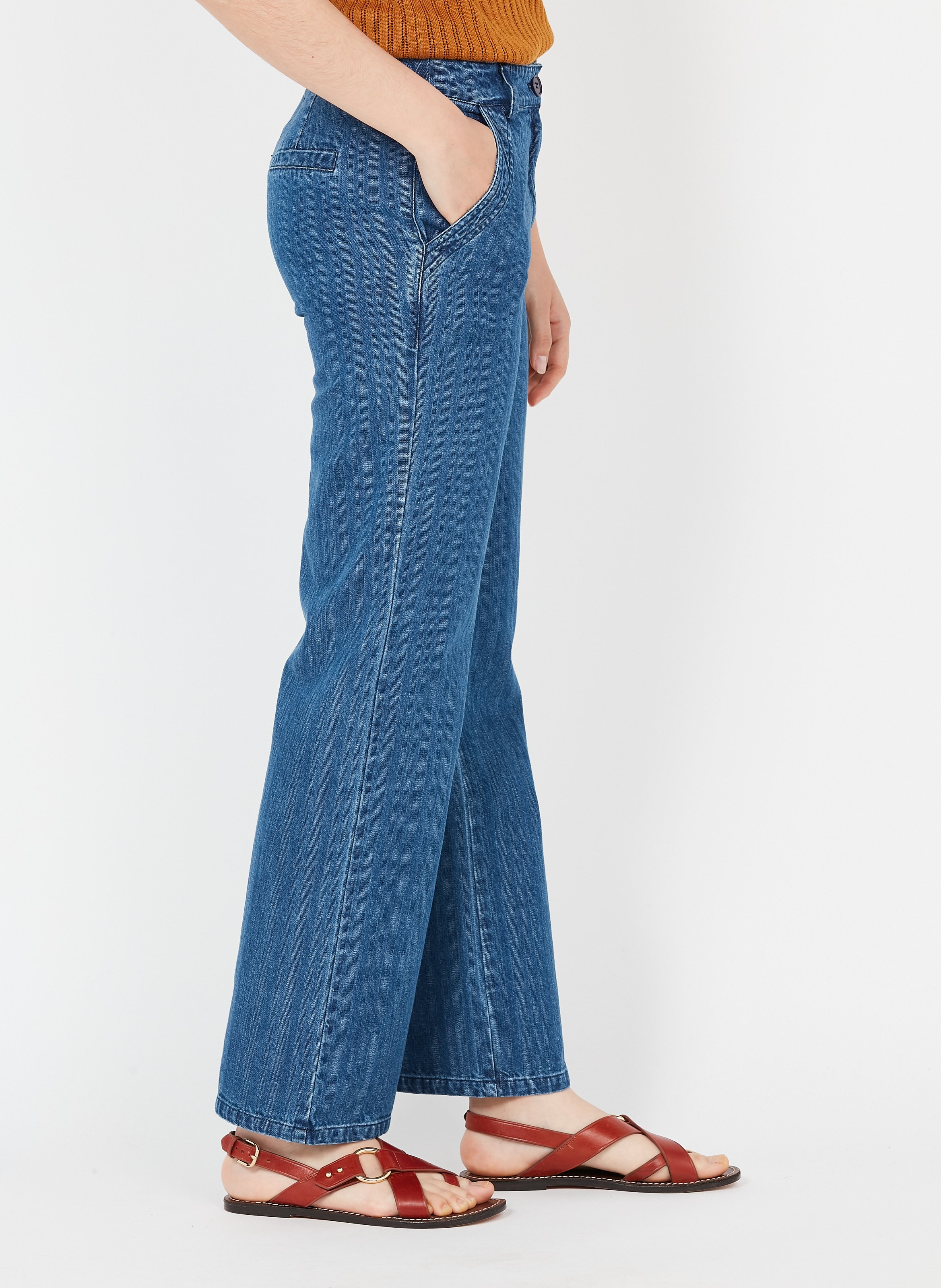Jeans Larghi A Vita Alta Denim Brut Ekyog - Donna | Place des Tendances