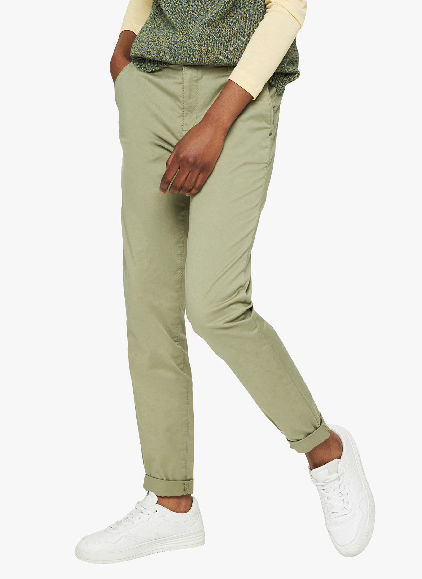 Pantaloni Chino Slim Fit In Cotone Light Khaki Esprit - Donna | Place des  Tendances