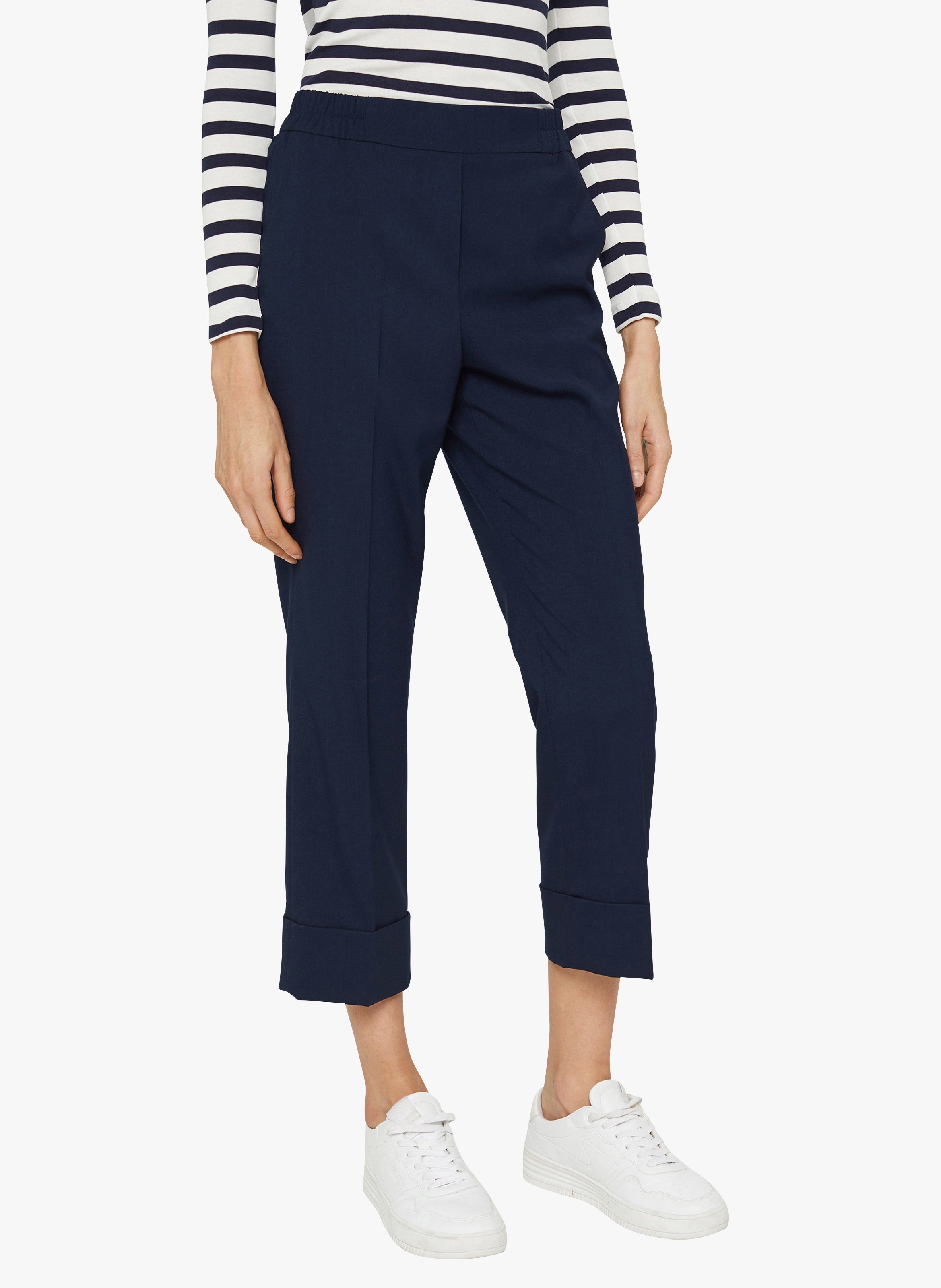 Pantaloni Dritti A Vita Alta Navy Esprit - Donna | Place des Tendances