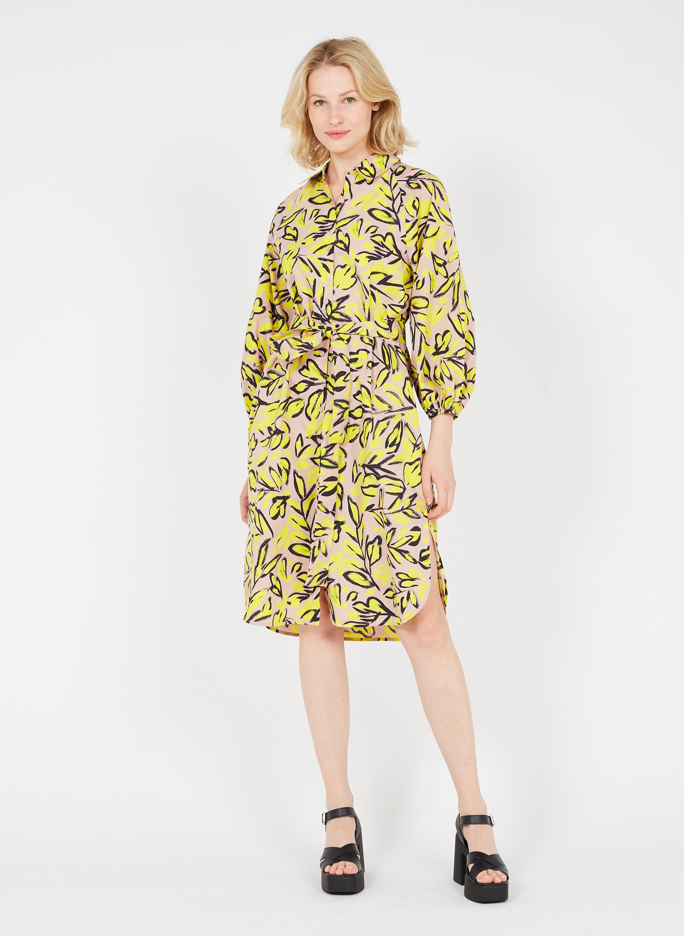Abito Chemisier Con Stampa Astratta Combo 2 Ablaze Yellow Essentiel Antwerp  - Donna | Place des Tendances