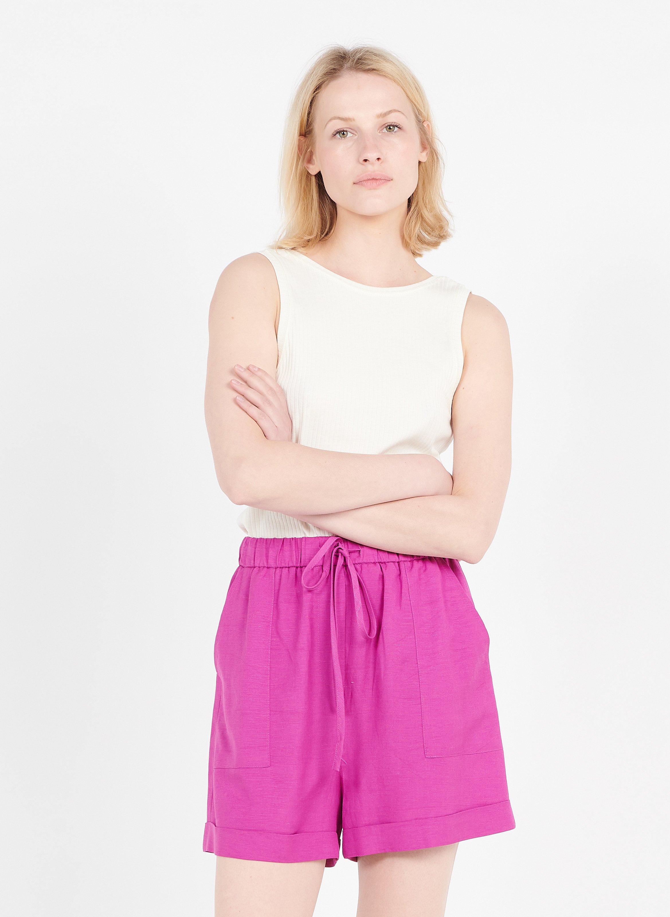 Shorts Larghi A Vita Alta Fuchsia Frnch - Donna | Place des Tendances