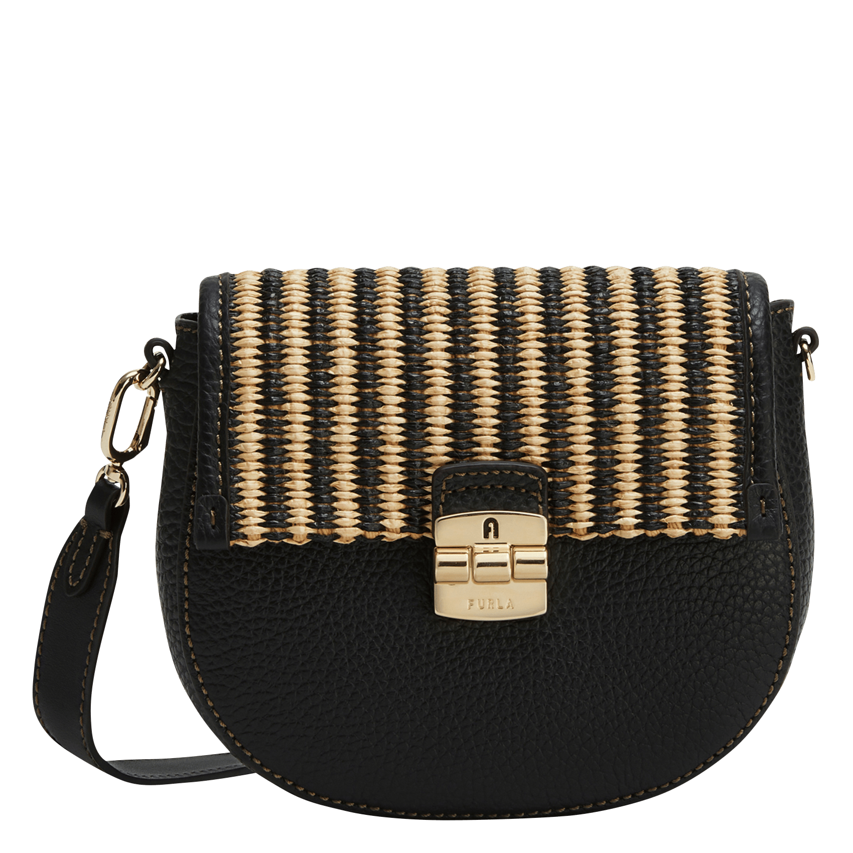 Borsa A Tracolla In Pelle E Rafia Light Gold Furla - Donna | Place des  Tendances