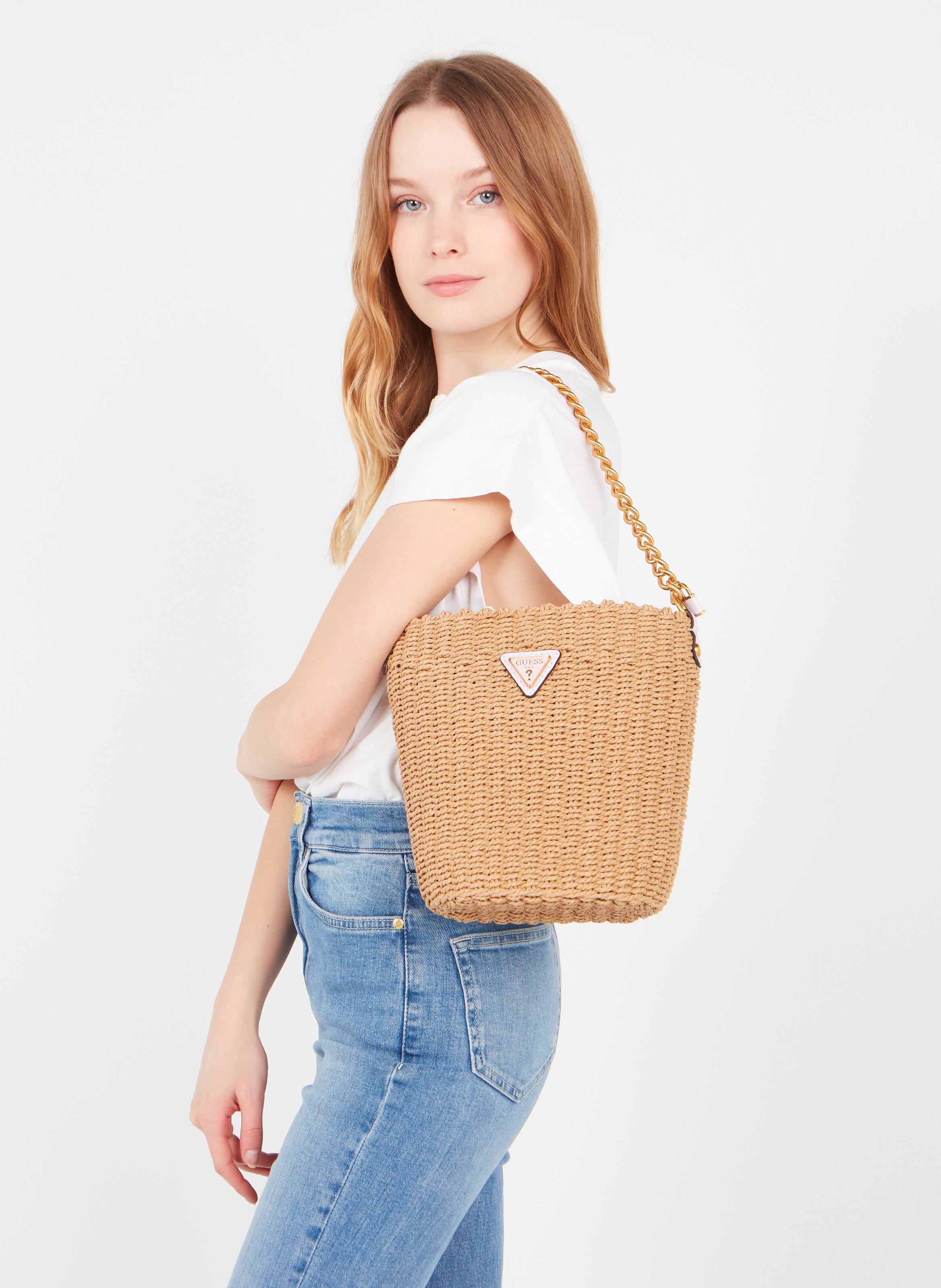 Borsa A Secchiello In Paglia Lilac Guess - Donna | Place des Tendances