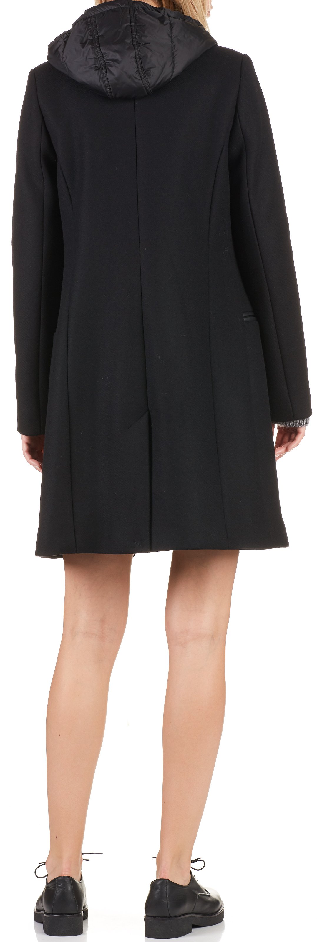 Cappotto 2 In 1 Collo Revers Con Cappuccio In Panno Di Lana Noir Ikks -  Donna | Place des Tendances