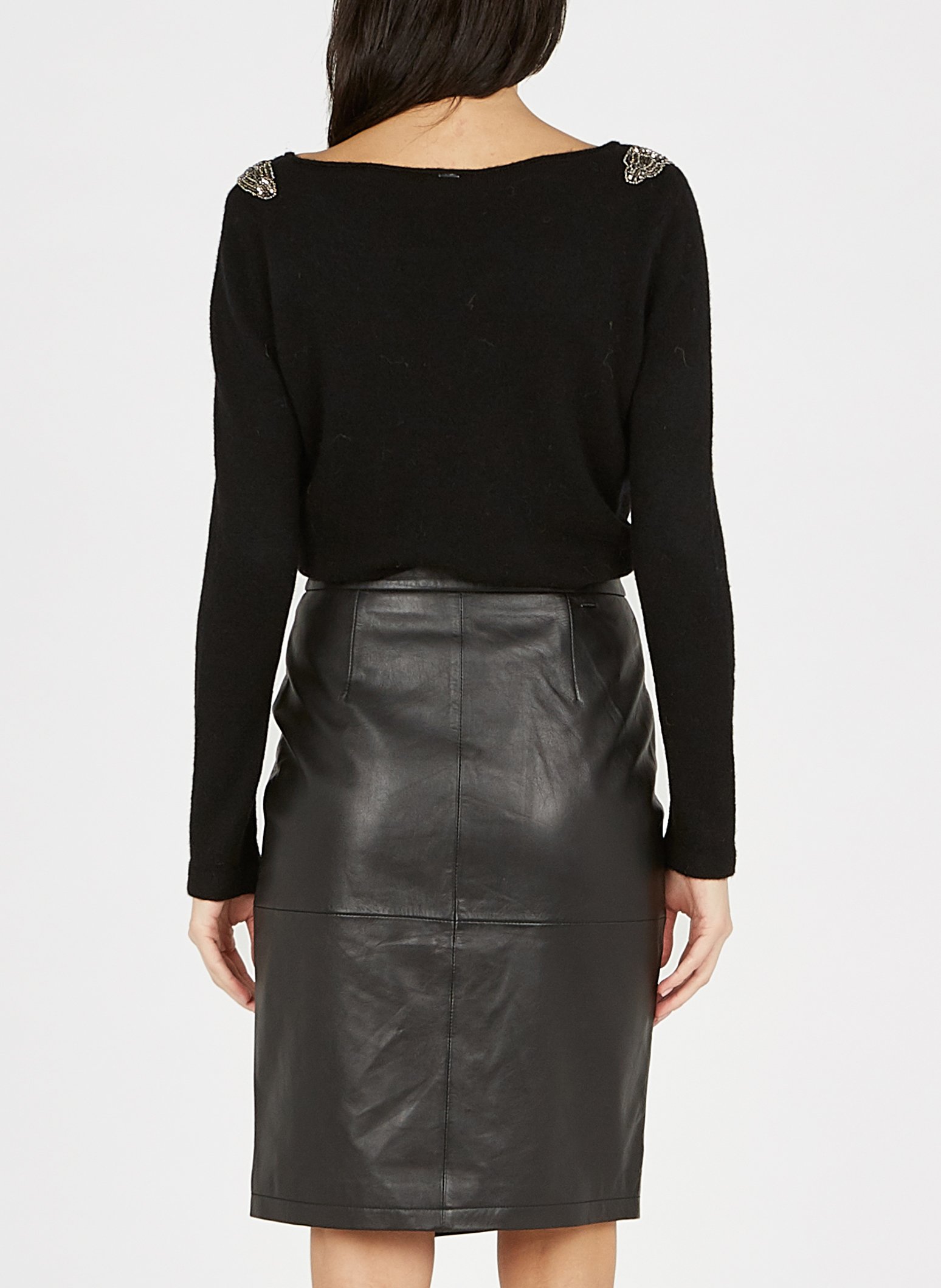 Gonna Corta A Tubino In Pelle Noir Ikks - Donna | Place des Tendances