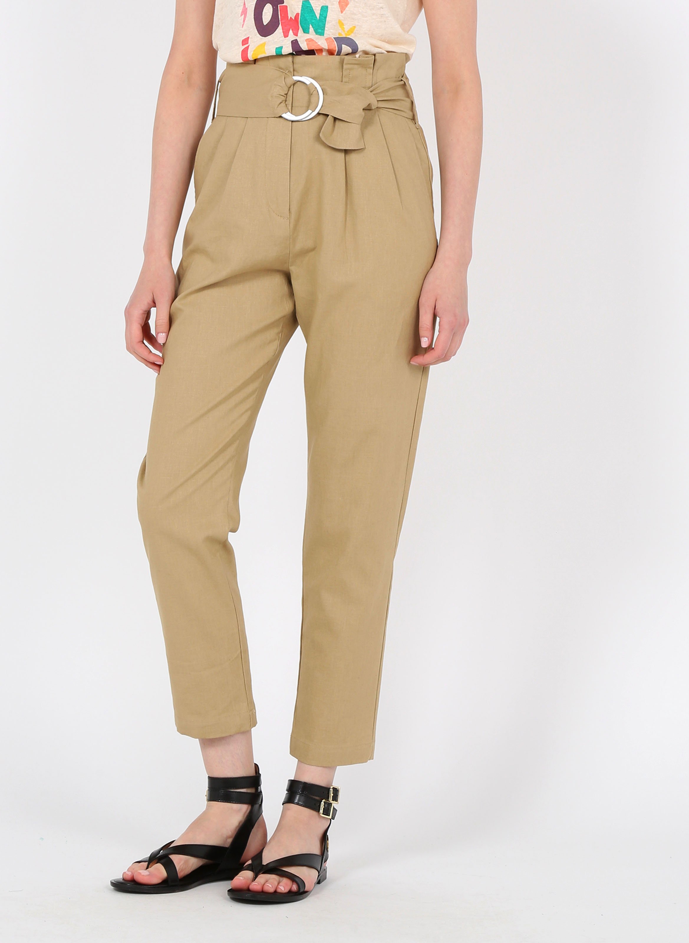 Pantaloni Carrot Fit In Misto Lino Beige Ikks - Donna | Place des Tendances