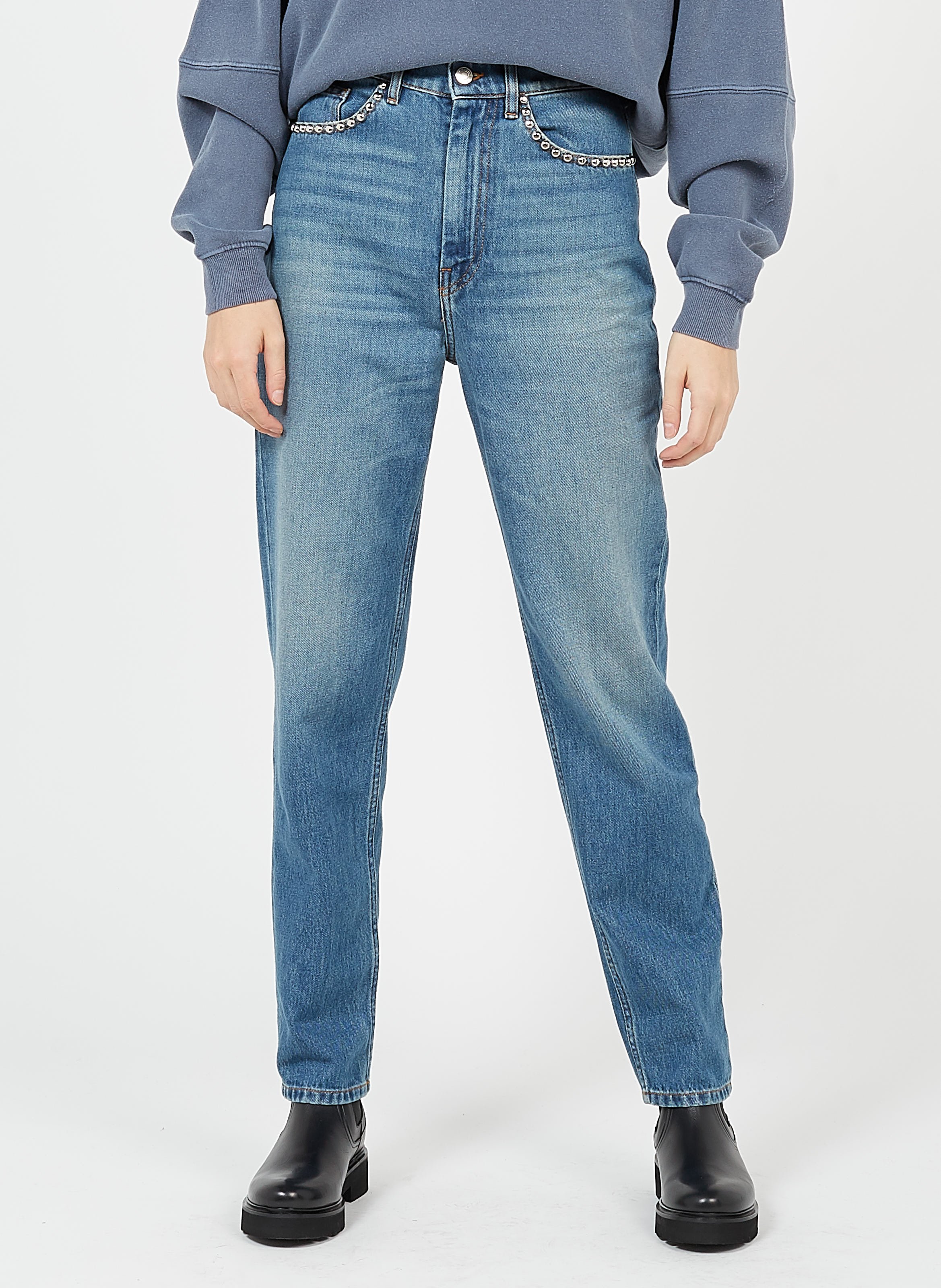 Jeans Dritti A Vita Alta In Cotone Country Mid Blue Iro - Donna | Place des  Tendances