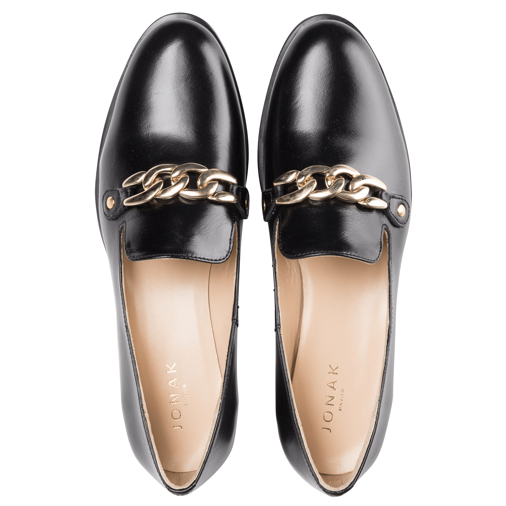 Mocassini In Pelle Con Tacco Basso E Catena Noir/or Jonak - Donna | Place  des Tendances