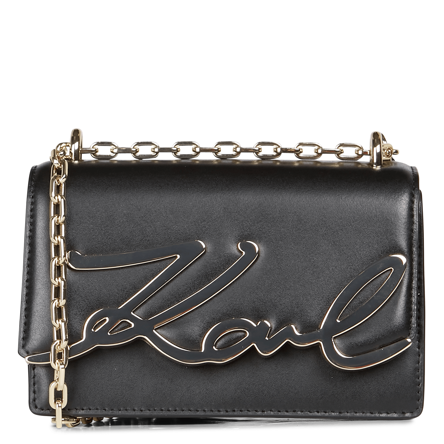 Borsa A Spalla In Pelle Black/gold Karl Lagerfeld - Donna | Place des  Tendances