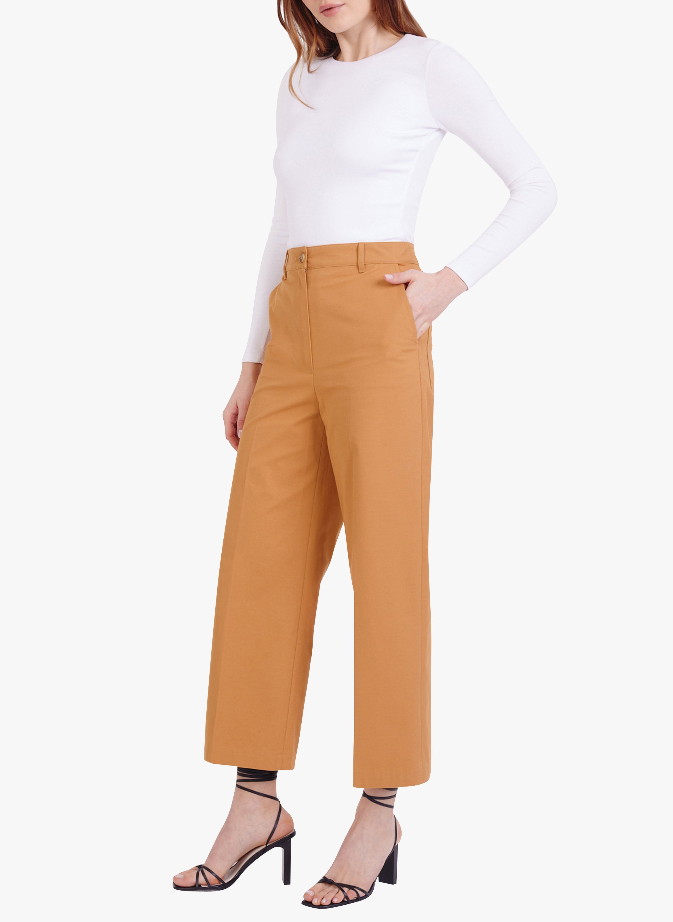 Pantaloni Larghi In Cotone Cognac Kookai - Donna | Place des Tendances