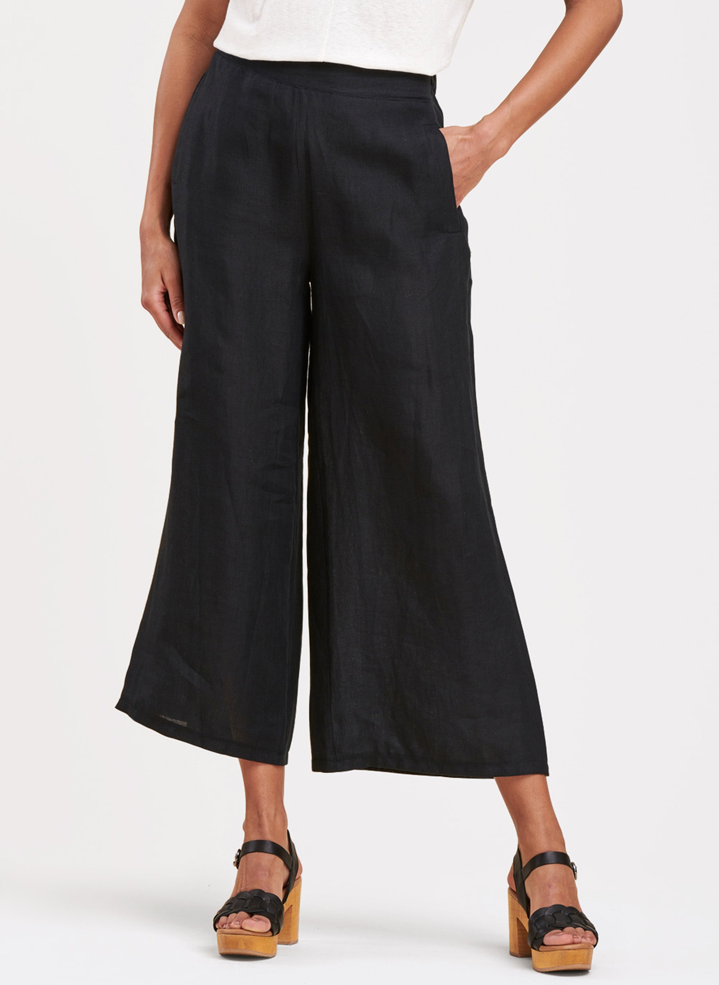 Gonna-pantalone A Vita Alta In Lino Noir La Fee Maraboutee - Donna | Place  des Tendances