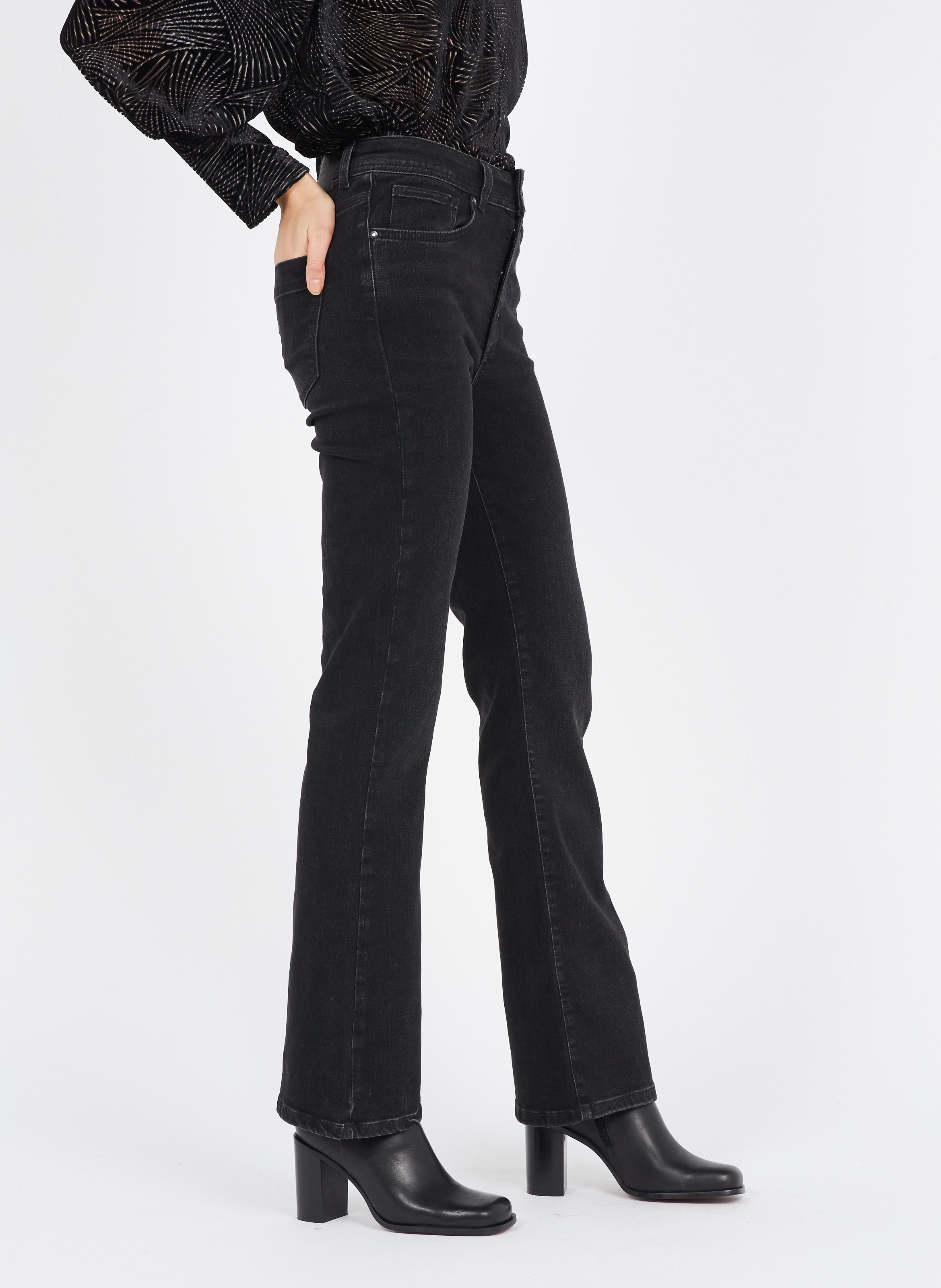 Jeans Larghi A Vita Alta Noir La Fee Maraboutee - Donna | Place des  Tendances